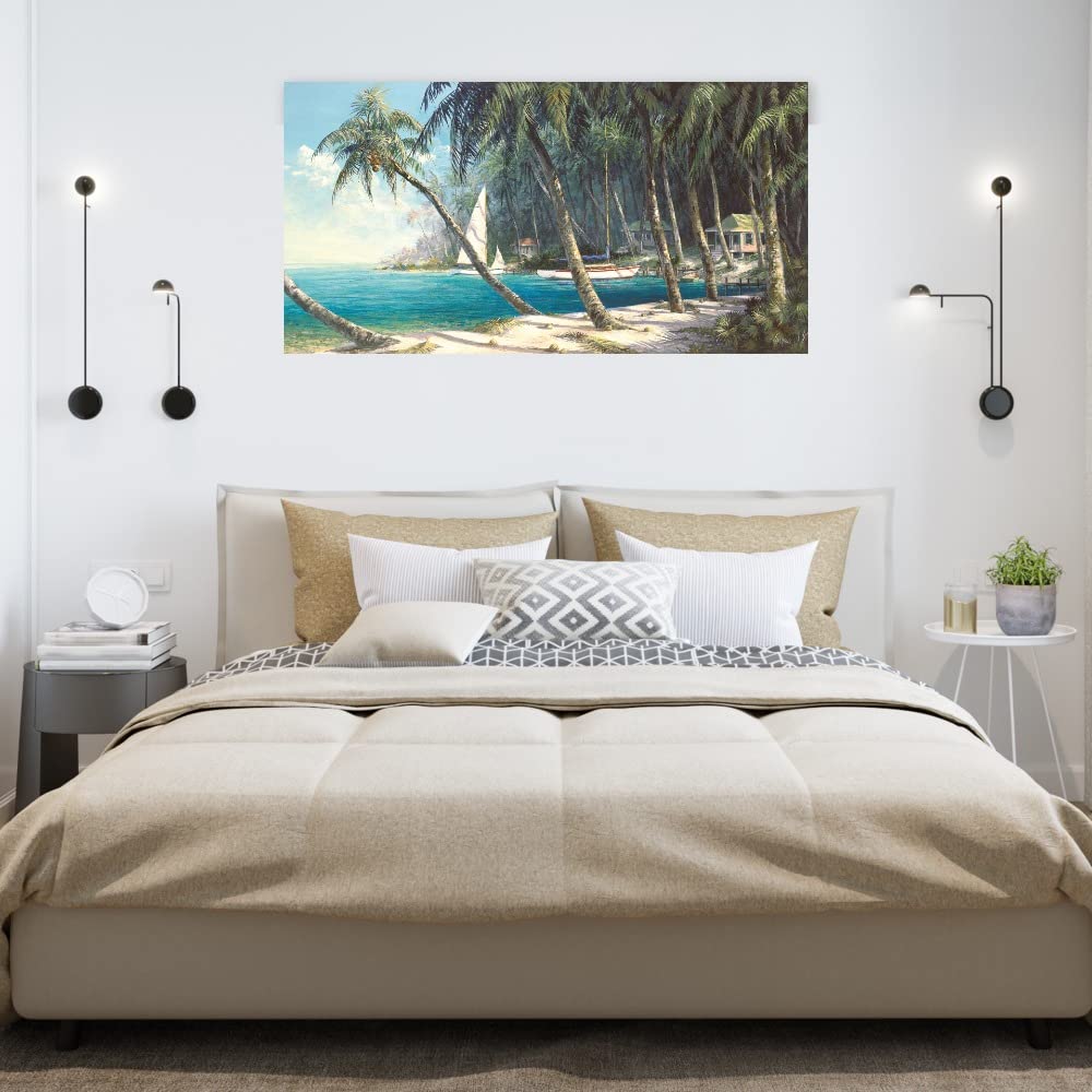 Bali Cove Canvas Wall Art - Hand-Painted Fine Art Decor by Artist Art Fronckowiak - 40x21 Inch Ready to Hang Painting for Living Room, Bedroom, Office & More - Perfect for Home Decor, Gifts & Interior Design