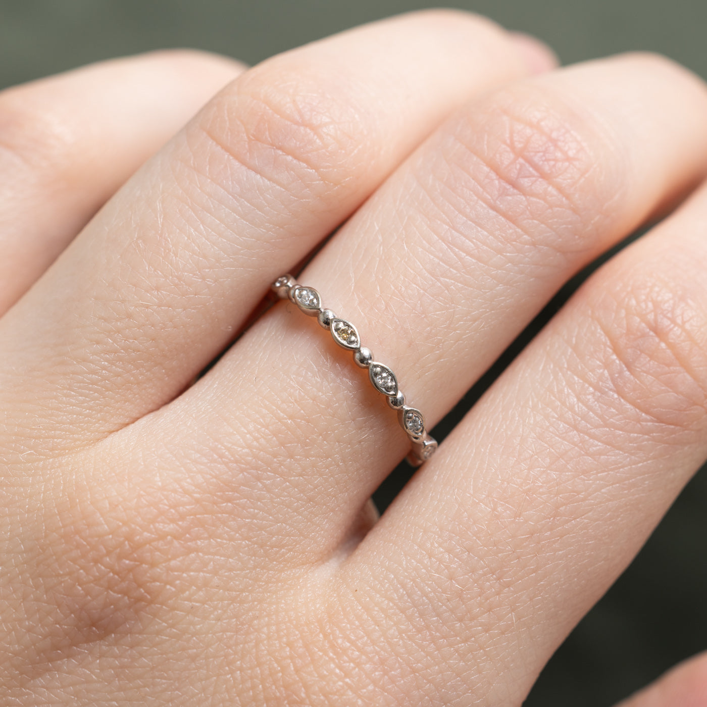 10K White Gold Semi Eternity Marquise Diamond Wedding Band - 0.05ctw, Size 6 | Perfect for Anniversary Gifts, Engagement Rings & Bridal Jewelry Sets