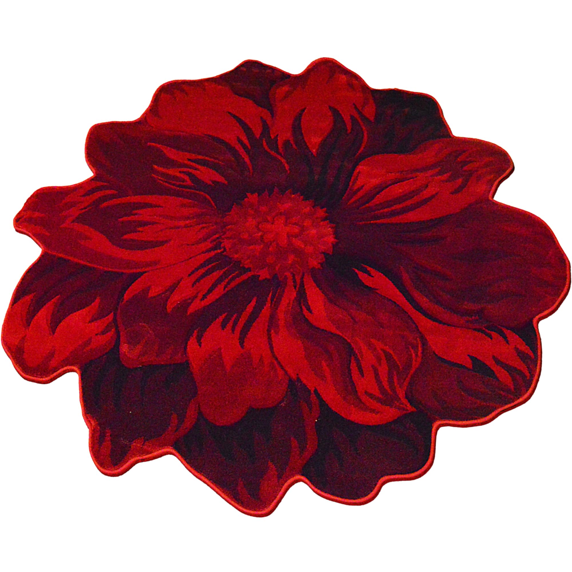 5ft Round Fluffy Flower Rug - Soft Plush Circle Area Carpet for Bedroom, Living Room, Nursery - Girly Home Decor in Vibrant Red (305) - Perfect for Boho Chic Decor & Cozy Floor Seating