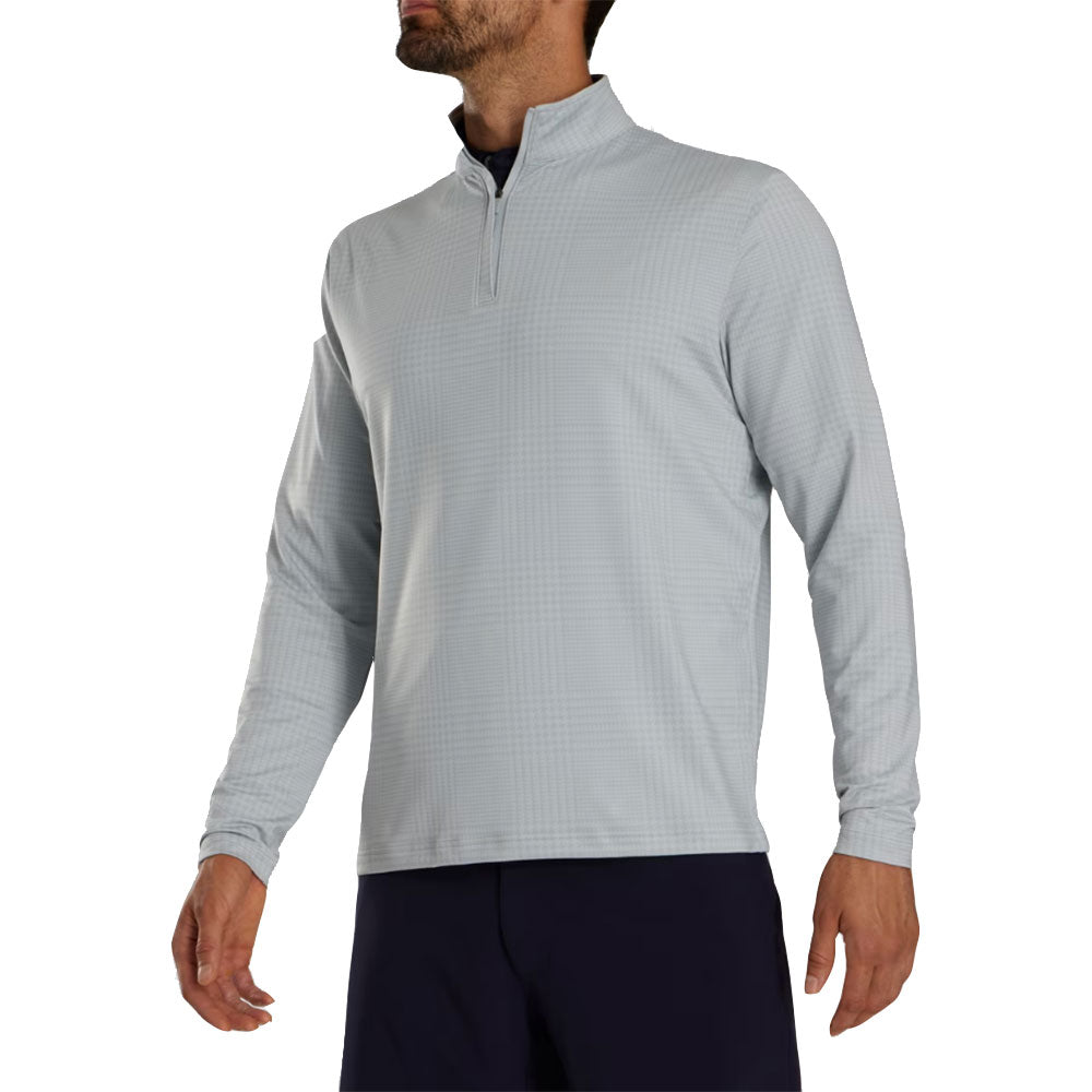 FootJoy Glen Plaid Jersey Men's Golf Pullover Quarter Zip Sweater - Lightweight & Breathable for Golfing, Casual Wear & Outdoor Activities