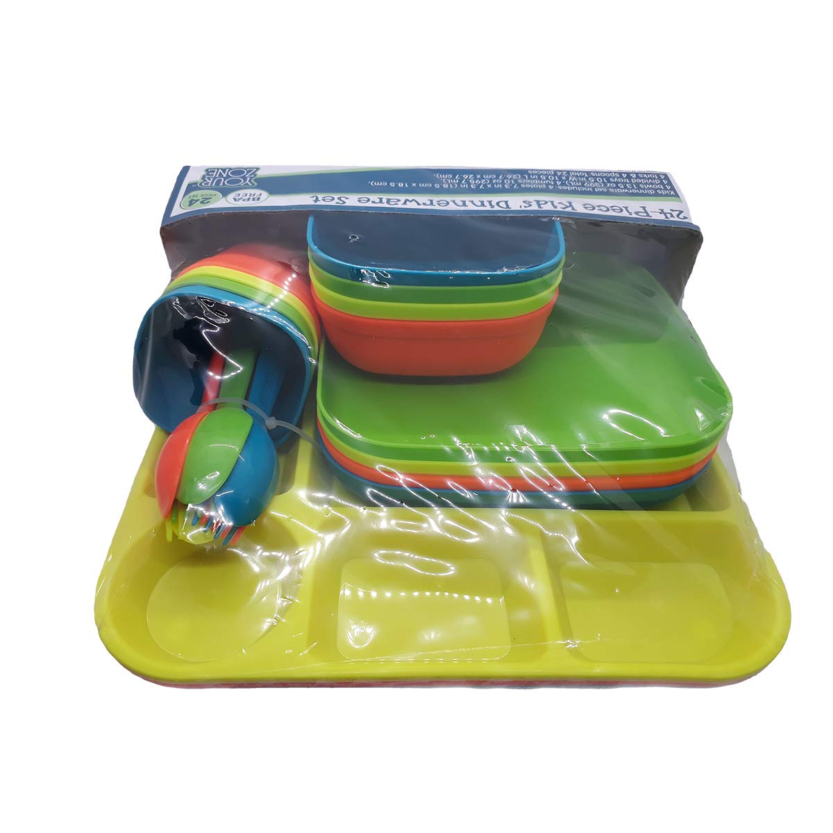 24-Piece Kids' Dinnerware Set - BPA Free, Dishwasher & Microwave Safe, Colorful Plates & Bowls for Toddlers - Perfect for Home, School & Travel Meals