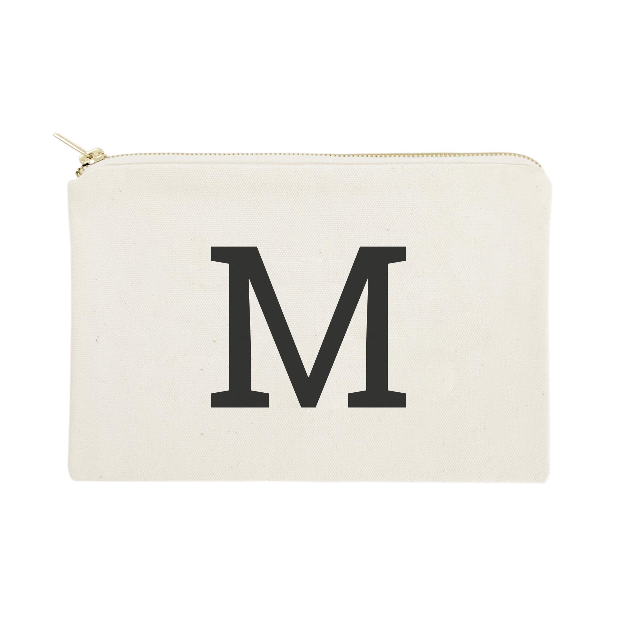 Personalized Monogram Initial M Cosmetic Bag - Cotton & Canvas Travel Makeup Pouch for Women | Perfect for Travel, Gym & Everyday Use