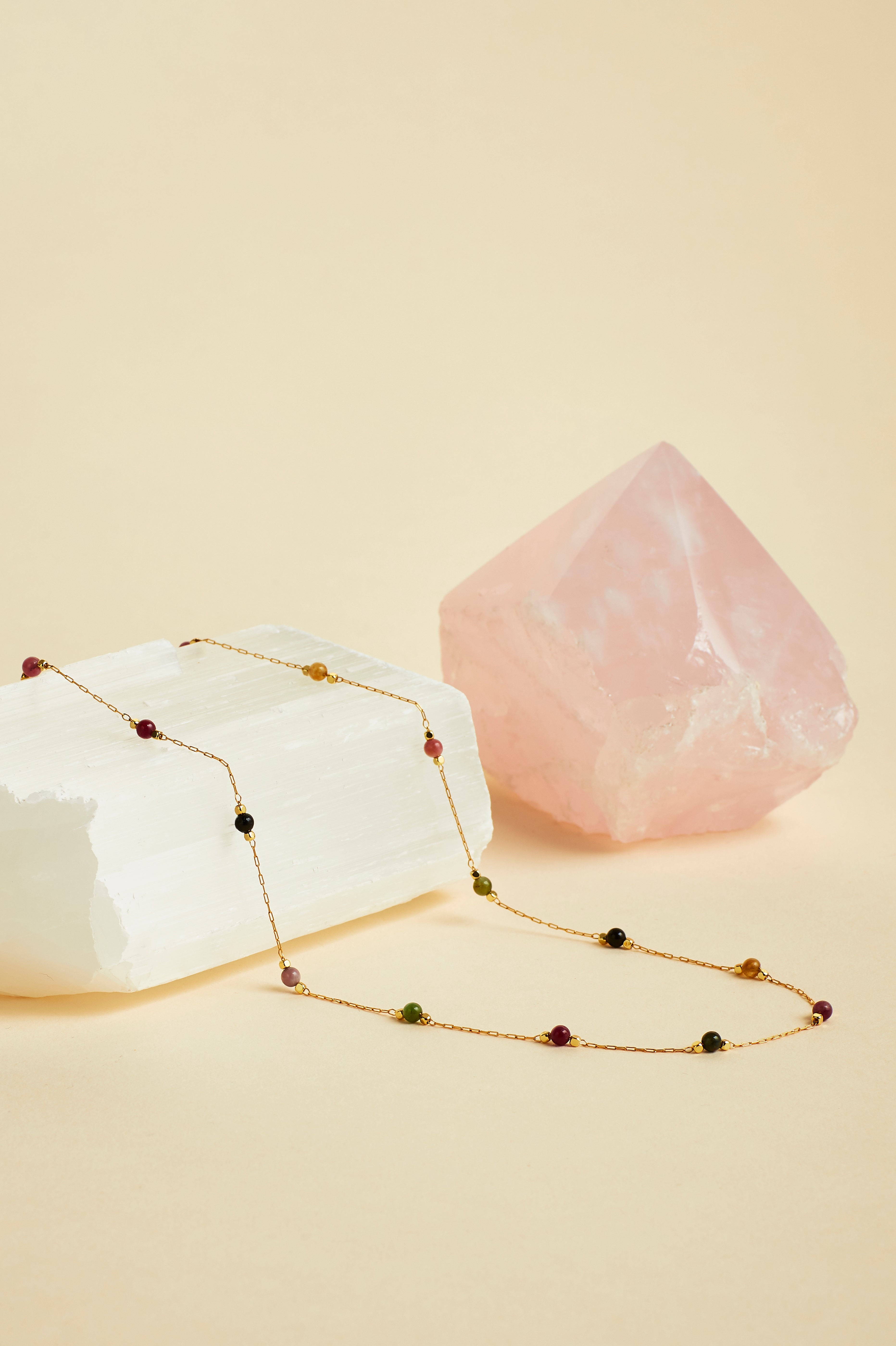 Healing Tourmaline Gemstone Bead Necklace for Women - Natural Crystal Therapy Jewelry for Stress Relief & Energy Balance - Perfect for Meditation, Yoga & Spiritual Healing
