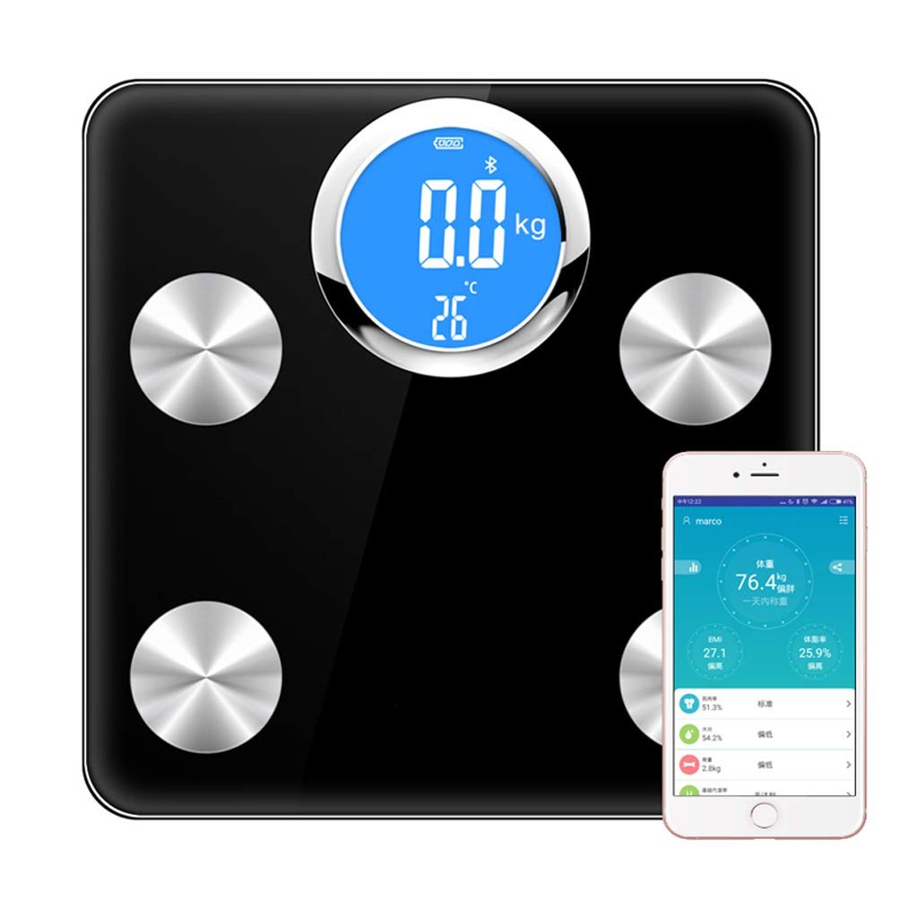 XYSQ Smart Body Fat Scale - Digital Bathroom Scale with BMI, Weight & Body Composition Analysis, Bluetooth Sync to Smartphone App, 400 lbs Capacity, Black - Perfect for Home Fitness Tracking & Health Monitoring
