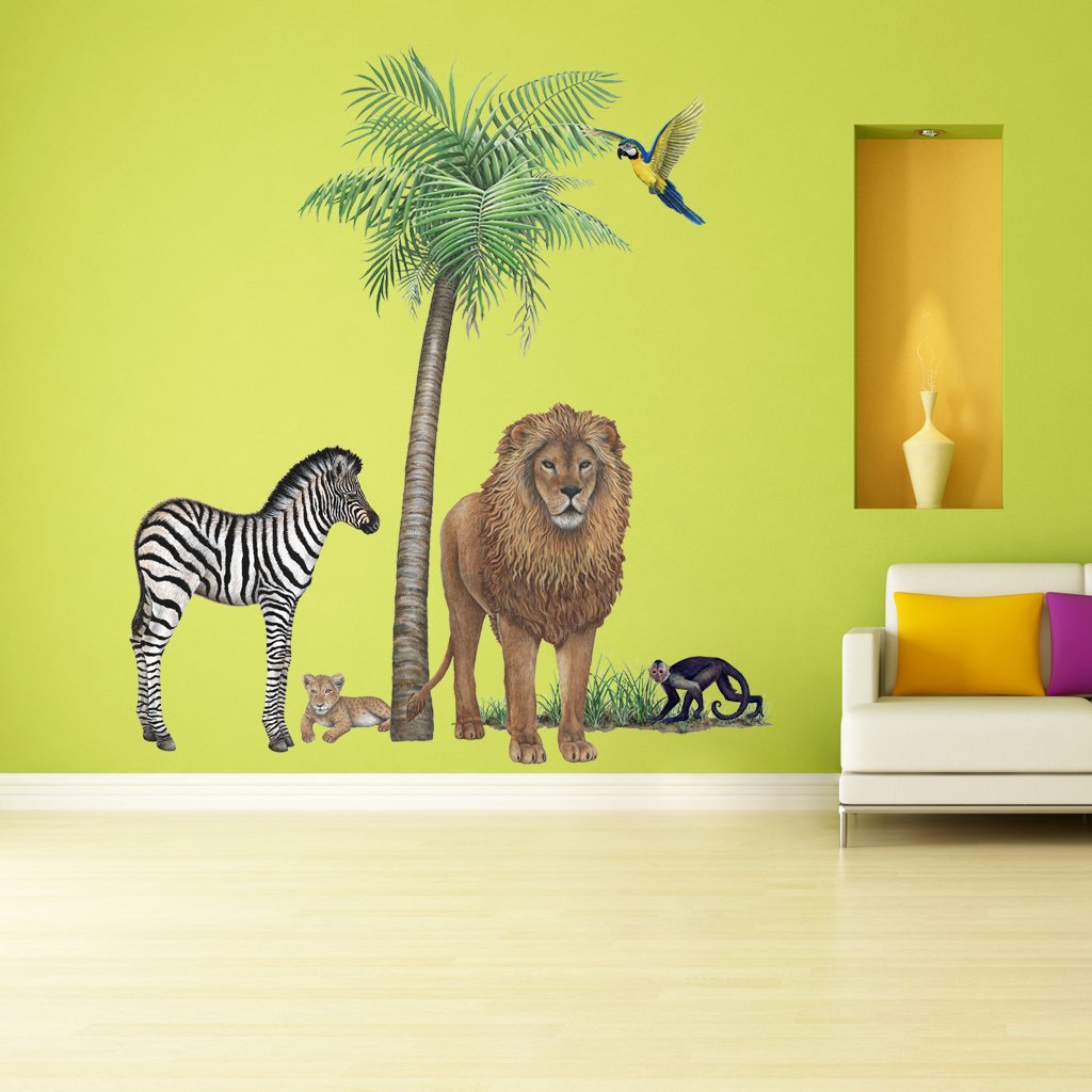 Wild Jungle Wildlife Wall Decals Collection #3 - Tropical Animal Wall Stickers for Kids Room, Nursery & Home Decor - Perfect for Jungle Theme Bedrooms & Playrooms