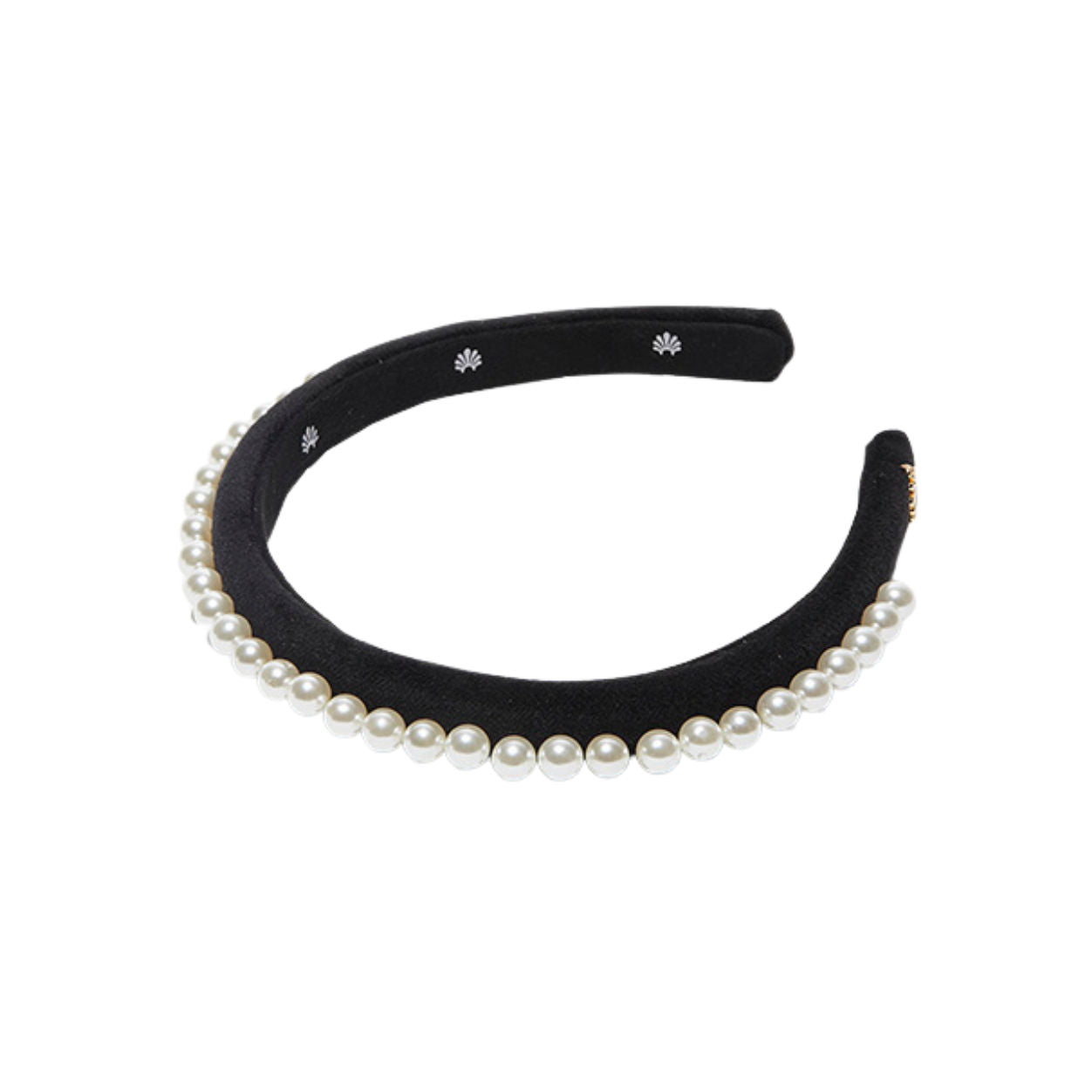 Jet Pearl Embellished Velvet Gigi Headband for Women - Elegant Hair Accessory for Weddings, Parties & Special Occasions
