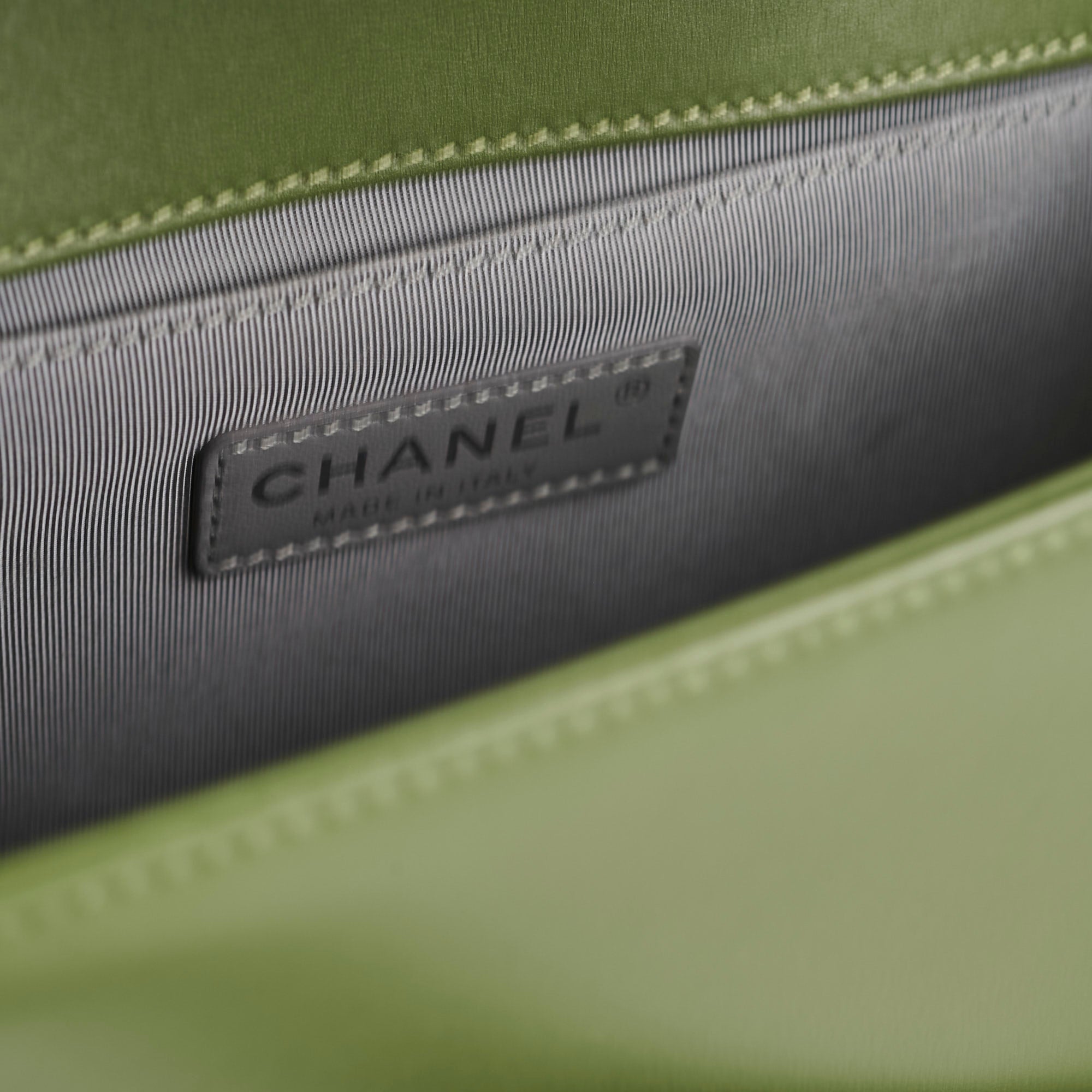 Chanel Old Medium Boy Bag in Lambskin Leather - Olive Green | Luxury Designer Handbag for Women, Perfect for Evening Events & Special Occasions