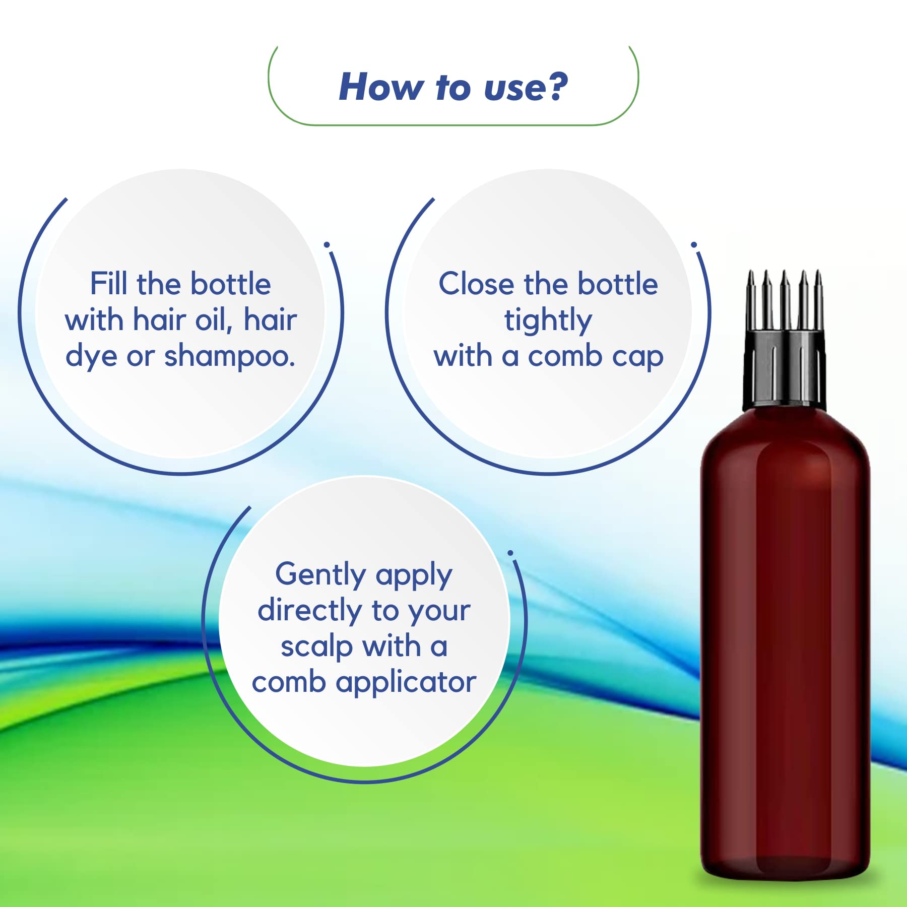 MYOC Refillable Applicator Bottles with Multi-Point Nozzle Cap - 100ml (4 Pack) | Precision Dispensing for Hair Oils, Serums & Liquid Solutions | Perfect for Salon, Home Hair Care & DIY Beauty Products