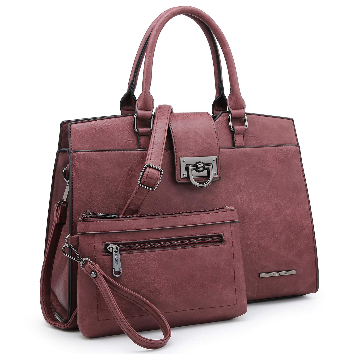 Dasein Women's Monogram Satchel Purse & Large Tote Bag Set - 2pcs Designer Handbags for Work, Travel & Everyday Use | Top Handle & Shoulder Bag Combo for Ladies