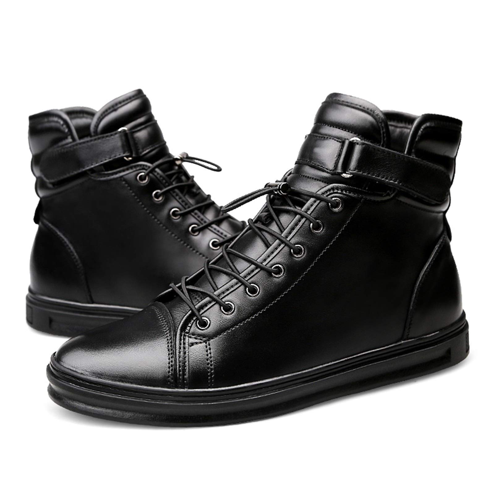 GEZIPUO Men's Winter Work Boots - Casual High Top Lace Up Oxford Boots with Cap Toe, Monk Strap & Arctic Sole | Synthetic Leather Warm Plush Boots for Outdoor Work, Hiking & Cold Weather