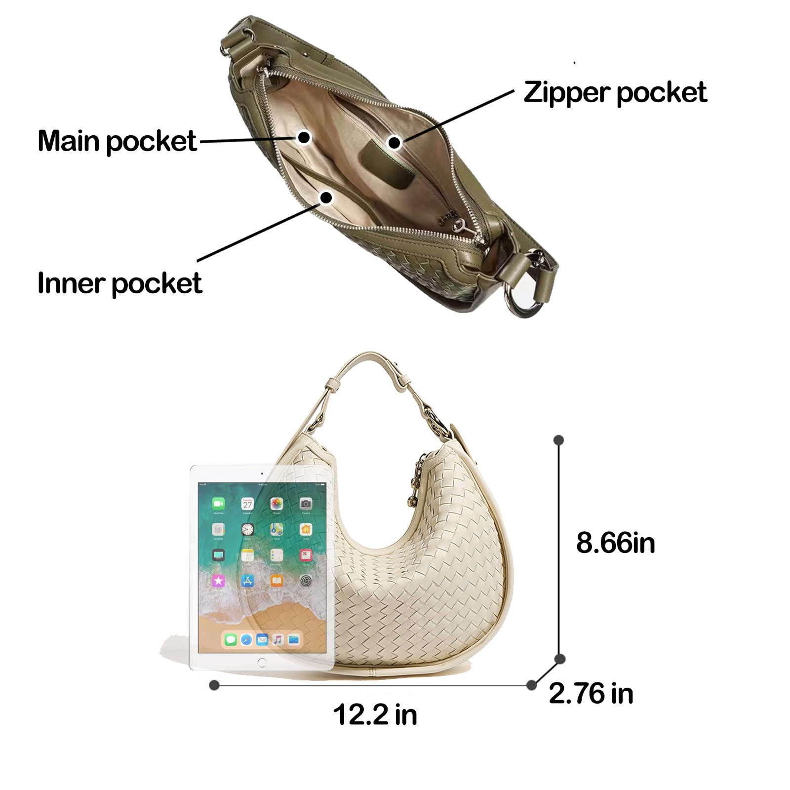 Stylish Women's Leather Crossbody Bag - Fashionable Woven Handbag & Hobo Purse for Everyday Use, Work, and Travel