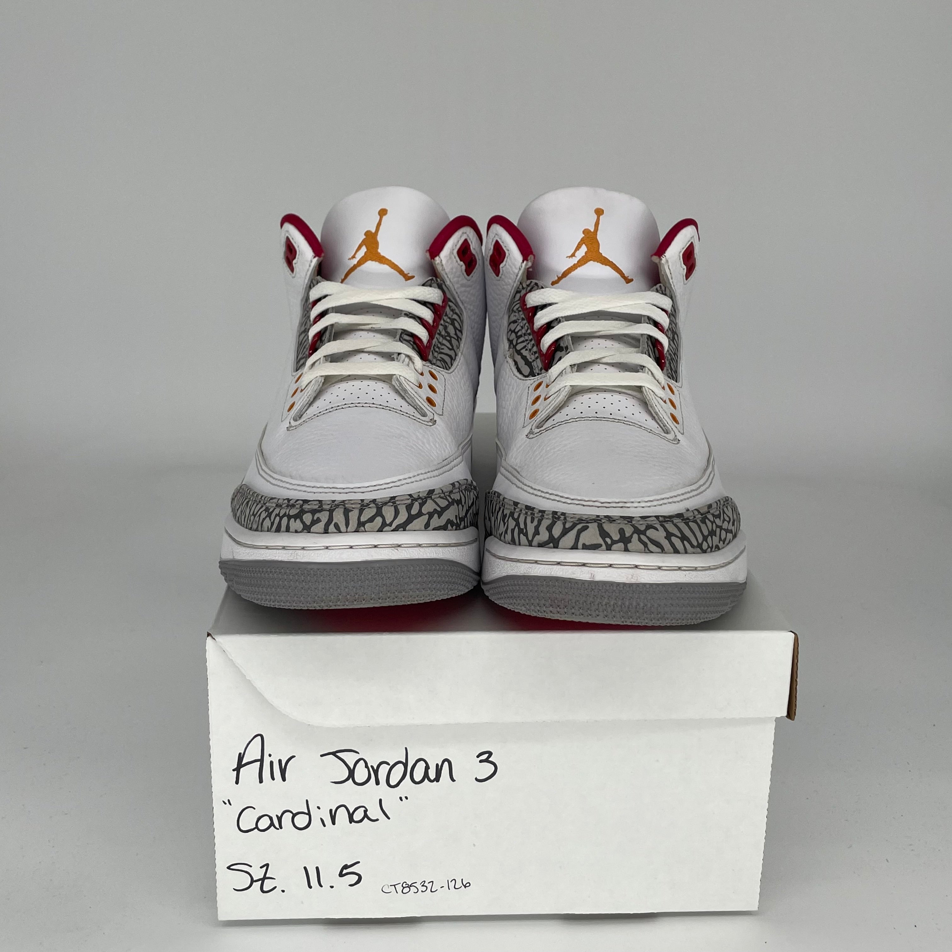AIR JORDAN 3 CARDINAL Men's Basketball Shoes Size 11.5 - Style CT8532-126 | Retro Sneakers for Casual Wear & Street Fashion
