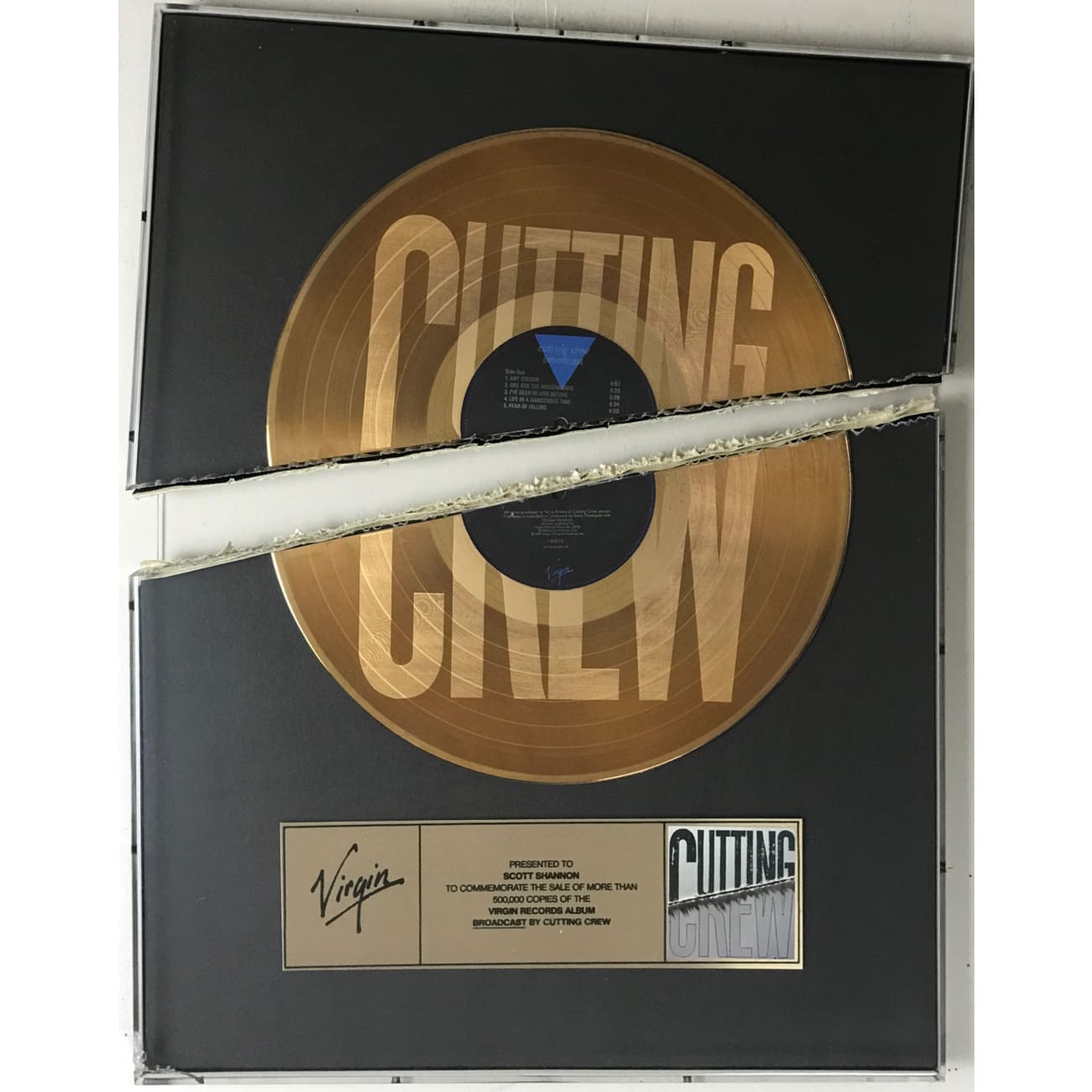Cutting Crew Broadcast Virgin Records Album Award - Vintage Vinyl LP for Music Collectors & 80s Fans - Perfect for Home Listening & Retro Music Gifting