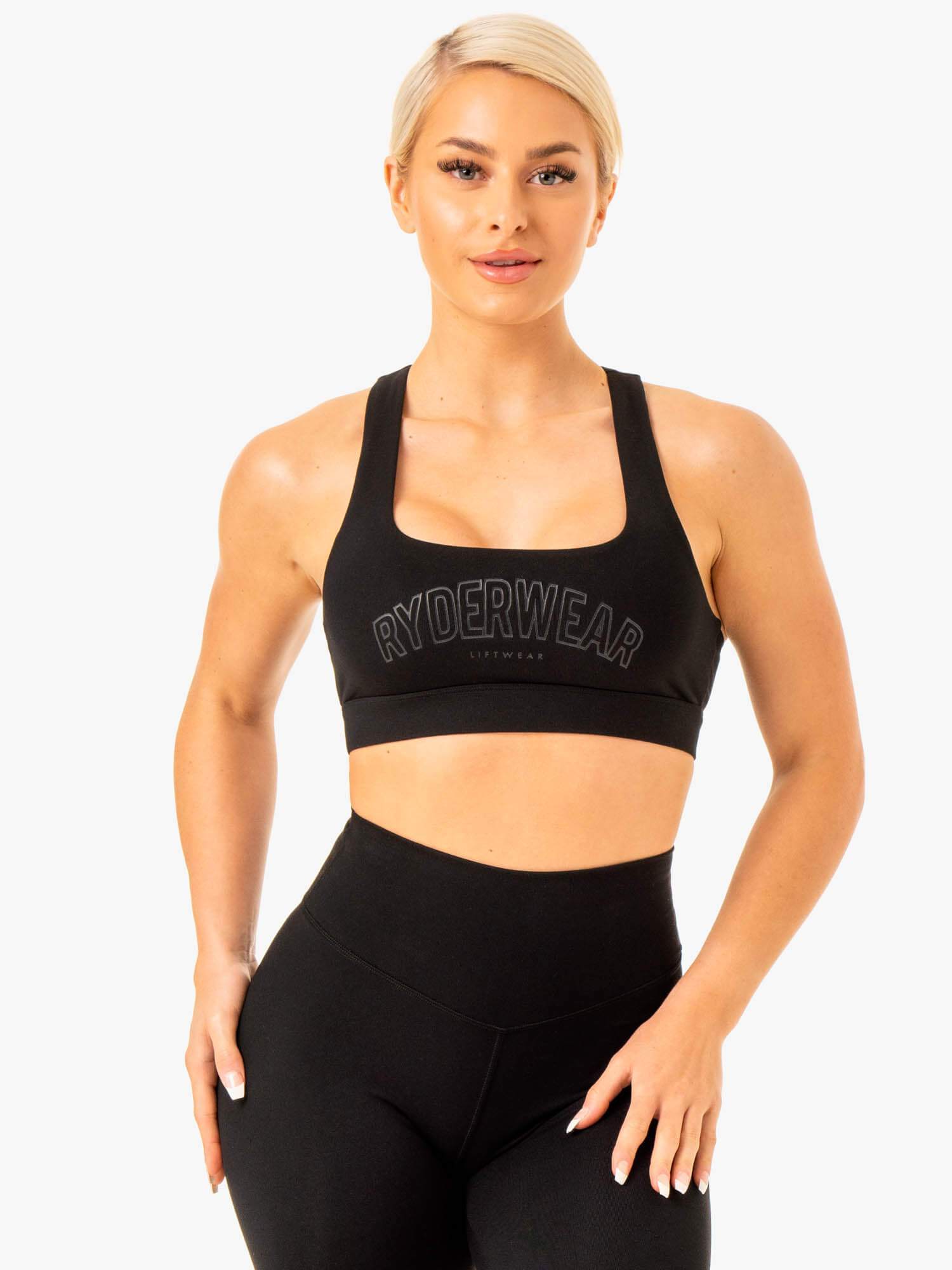 High-Performance Knockout Racerback Sports Bra for Women - Breathable & Supportive Workout Top - Black - Ideal for Running, Yoga & Gym Training