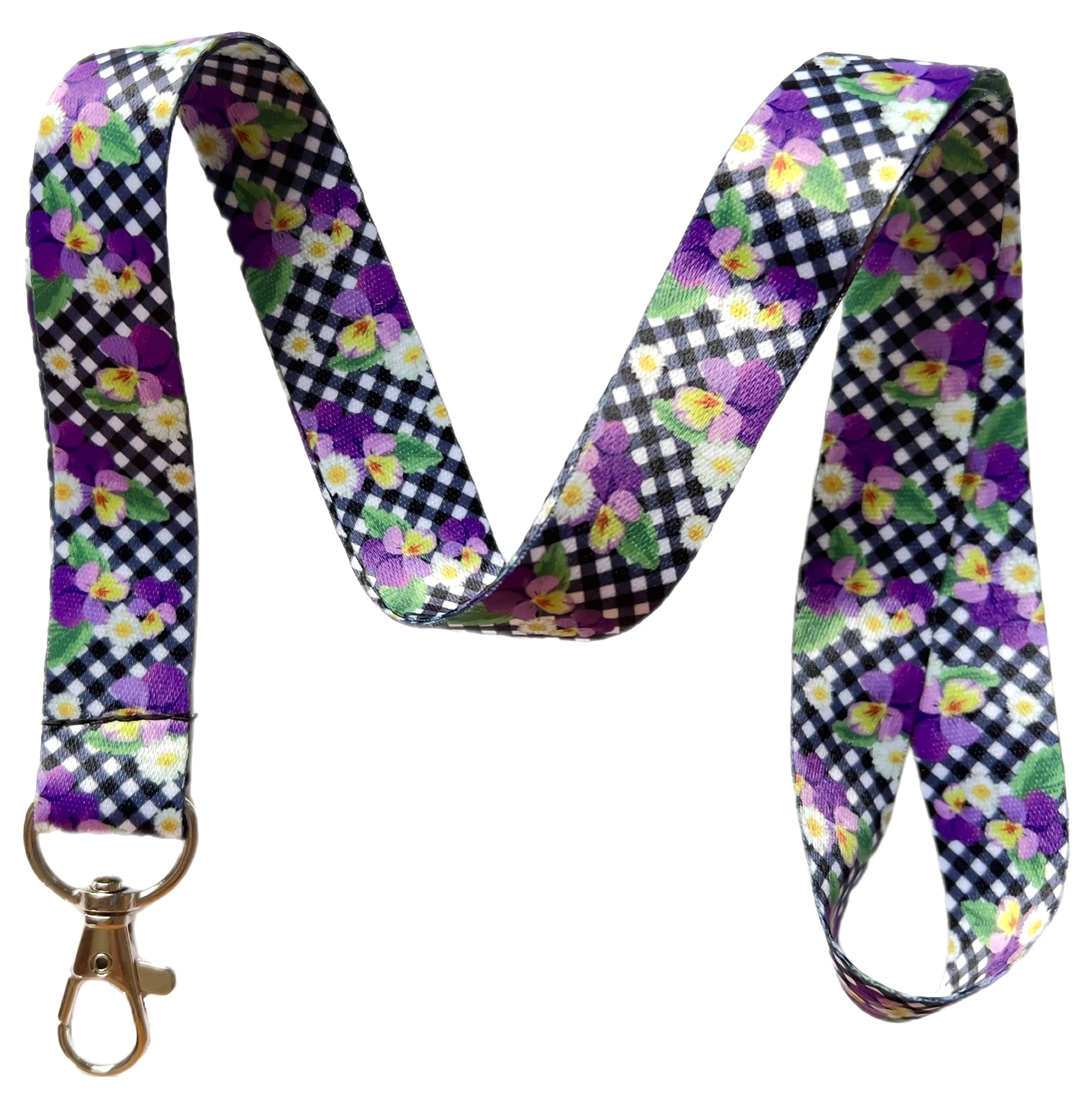 Floral Series 2 Lanyard Keychain ID Badge Holder (Pansy & Chamomile) - Stylish & Durable for Work, School, Events & Conventions