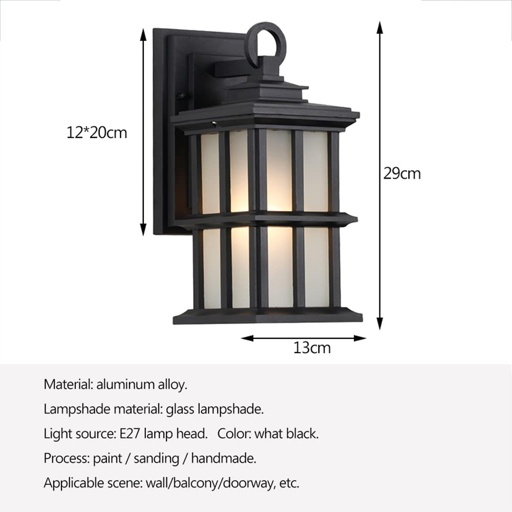 11.4in Black Aluminum Outdoor Wall Sconce with Glass Shade - IP65 Waterproof Porch Light Fixture for Garage, Patio & Exterior Walls - Durable Weatherproof Lighting for Outdoor Entryways, Pathways & Backyards