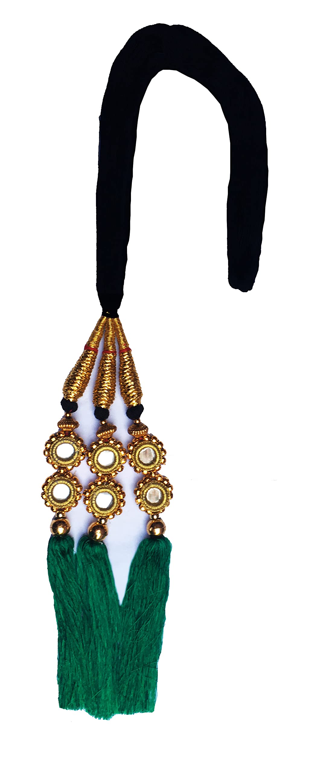 HARSHITANJAL Parandi Hair Extensions for Braids - Green Choti Paranda Hair Accessories (HGS2209) | Perfect for Weddings, Parties & Ethnic Hairstyles