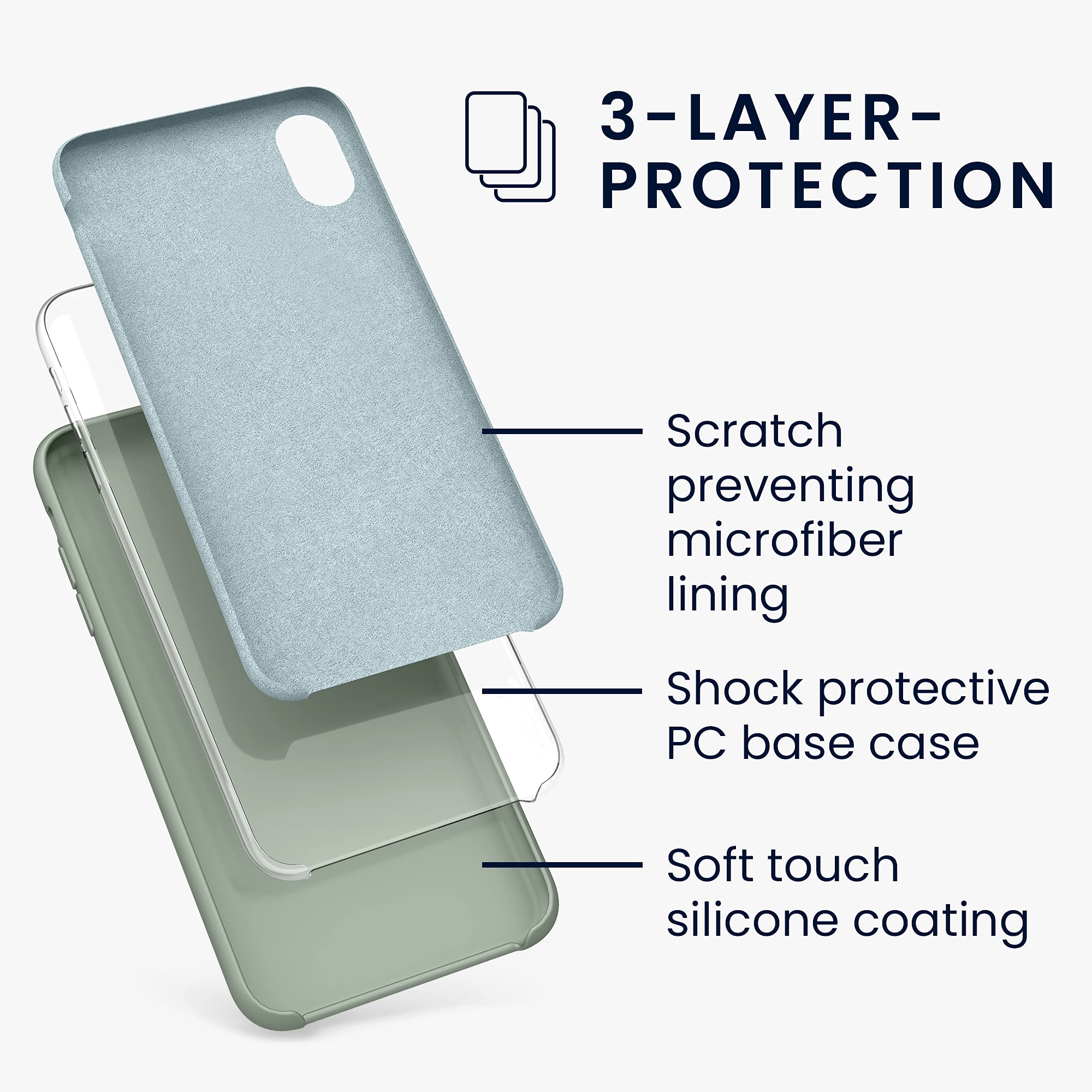 kwmobile Shockproof TPU Silicone Case for Apple iPhone XR - Soft Protective Phone Cover in Gray Green | Perfect for Everyday Use, Work & Outdoor Activities