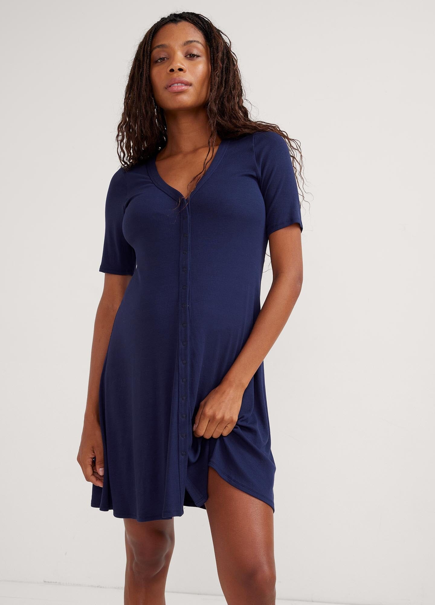 Softest Ribbed Nursing Mini Dress for Breastfeeding Moms - Comfortable Maternity Dress for Nursing, Lounging & Everyday Wear