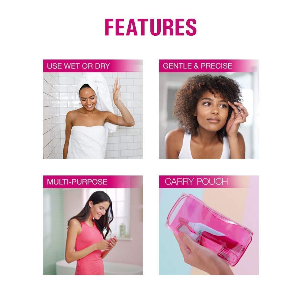 Professional Electric Hair Trimmer for Face, Eyebrows, Underarms & Bikini Line - Gentle & Precise Hair Removal for Sensitive Skin - Perfect for Travel, Home & Salon Use