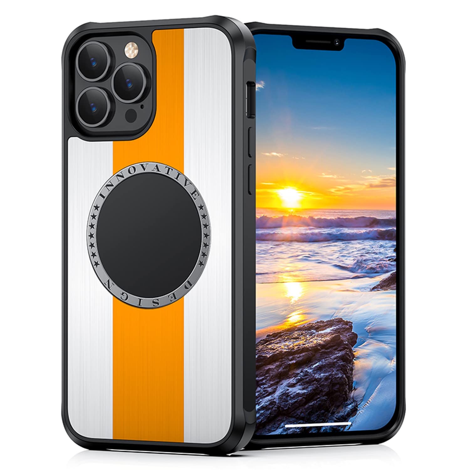 Omio Magnetic Case for iPhone 13 Pro Max - Military Grade Protection with Aluminum Alloy & Soft Silicone Edge | MagSafe Compatible Shockproof Cover | Perfect for Work, Travel & Outdoor Activities