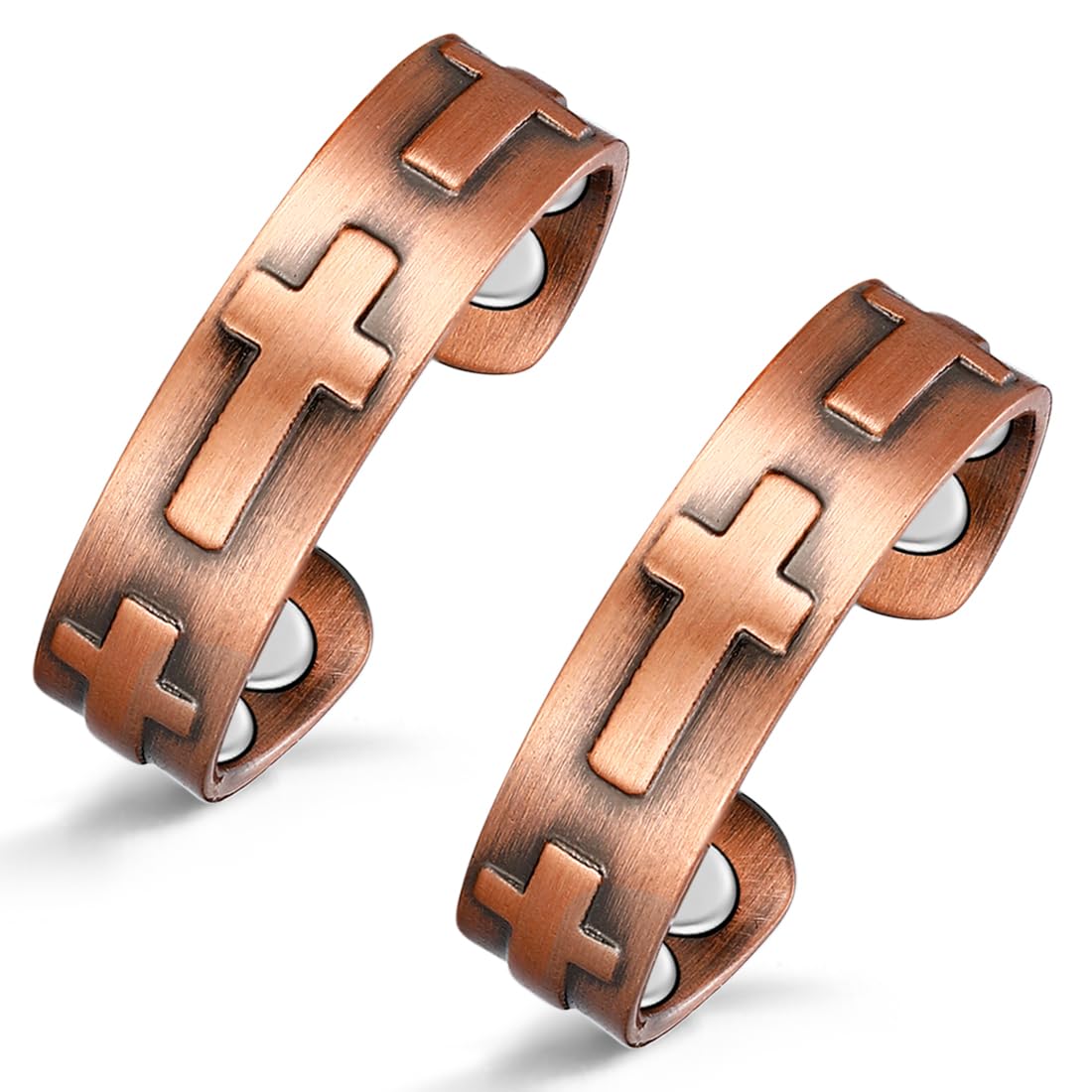 Vicmag Adjustable Copper Magnetic Ring for Women - 100% Pure Solid Copper Jewelry Gift for Ladies, Thumb & Finger Rings (Cross Design) - Perfect for Pain Relief, Arthritis & Fashion Accessories