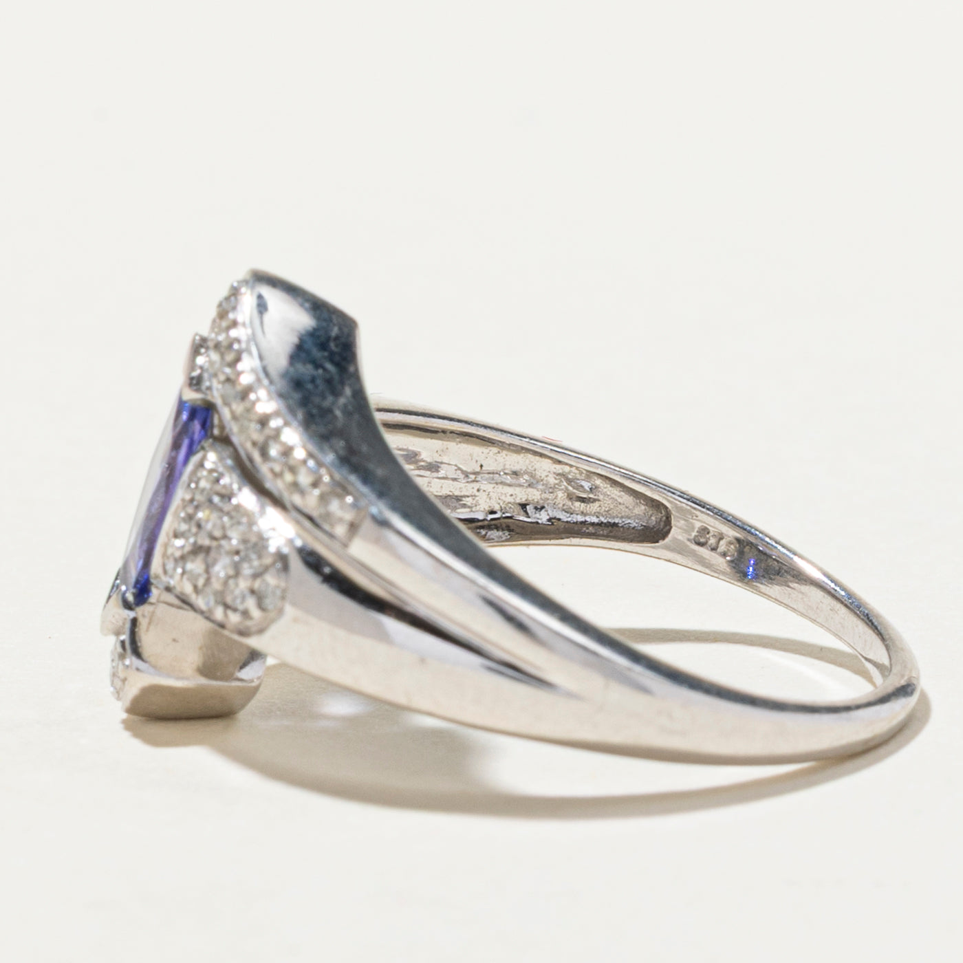 Exquisite 0.64ct Tanzanite & 0.29ct Diamond Bypass Ring - Size 9.25 | Elegant Blue Purple Gemstone Jewelry for Women | Perfect for Engagement, Anniversary & Special Occasions