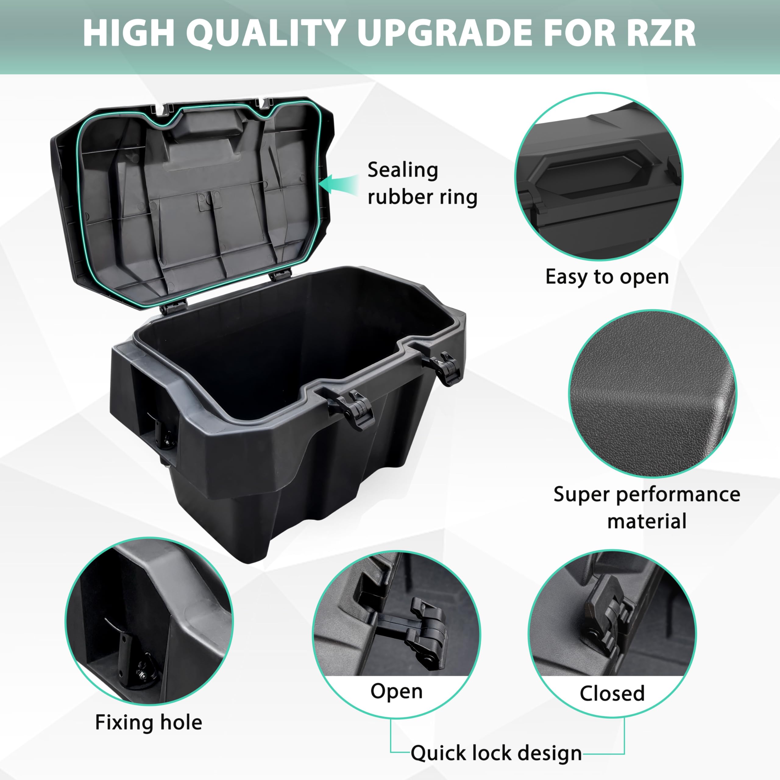 82QT Waterproof Cargo Box for Polaris RZR XP 1000 2024-2025 Models | Rear Bed Storage Bin for RZR XP 1000/XP 4 1000 Sport/Premium/Ultimate | Replacement Part #2889611 | Perfect for Off-Roading, Camping & Outdoor Adventures