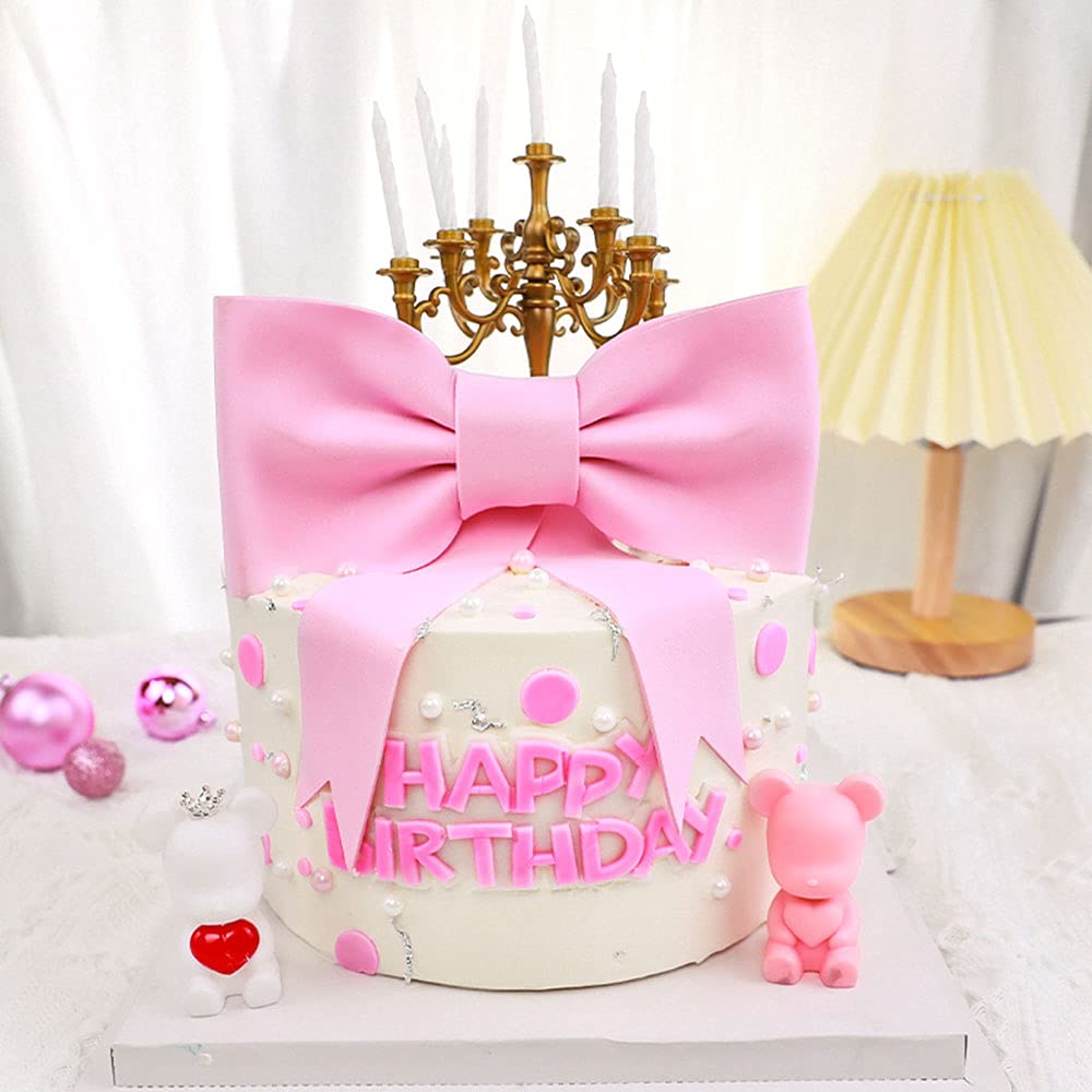 Pink Bow Cake Topper - Elegant Baby Girl Cake Decoration for Birthday & Baby Shower - Adorable EVA Bow for Desserts, Cupcakes, and Special Celebrations