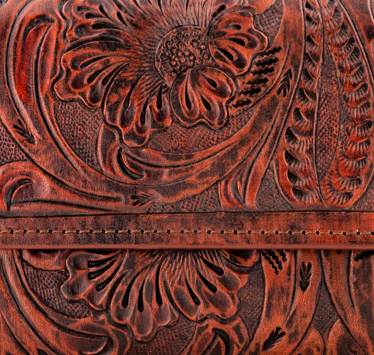 Mauzari Geneva Women's Tooled Leather Wallet - Genuine Koa Leather RFID Blocking Bifold Wallet for Women - Perfect for Everyday Use, Travel & Gift Giving