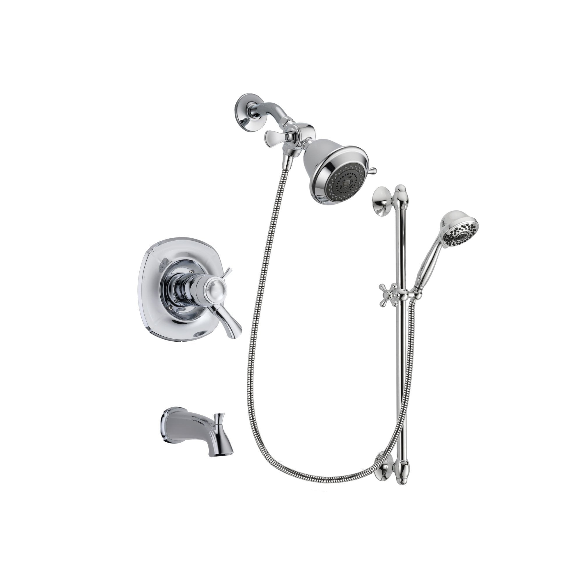 Delta Addison Chrome Thermostatic Tub & Shower Faucet System with 7-Spray Handheld Shower Head, Slide Bar, Rough-in Valve & Tub Spout - Perfect for Modern Bathroom Renovations & Spa-Like Shower Experience (Model DSP0567V)