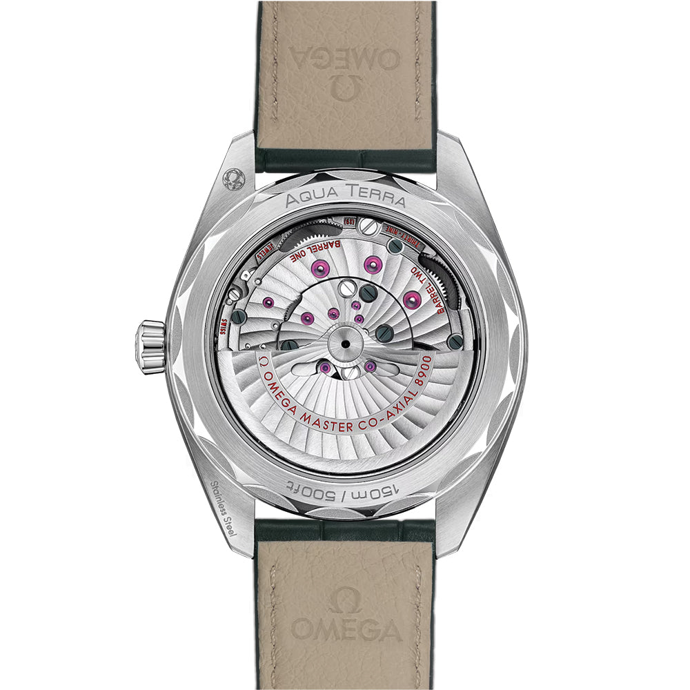 Omega Seamaster Aqua Terra 150M Co-Axial Master Chronometer 41mm Men's Watch - Green Dial with Leather Strap - Luxury Dress Watch for Business & Formal Occasions