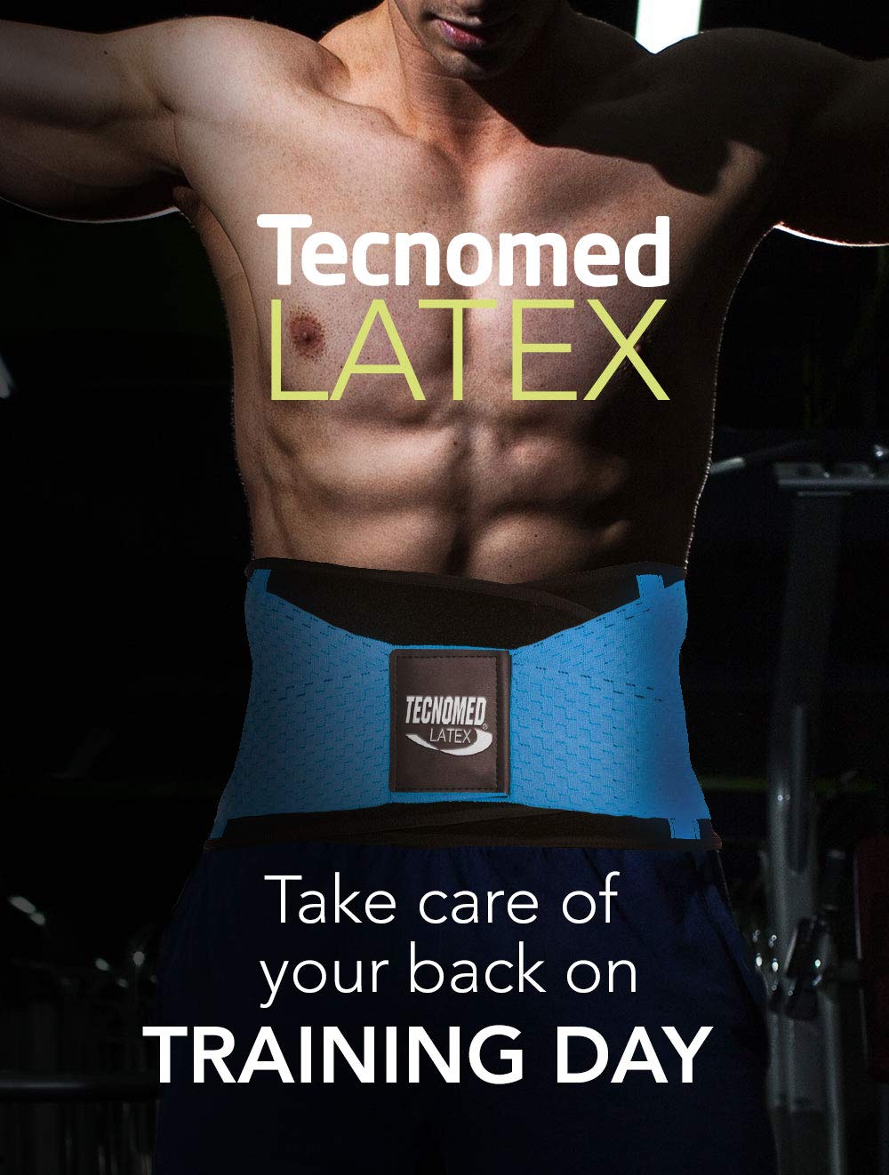 Tecnomed Latex Back Support Belt for Men & Women - Adjustable Waist Lumbar Brace for Lower Back Pain Relief - Ideal for Office Work, Gym & Daily Activities