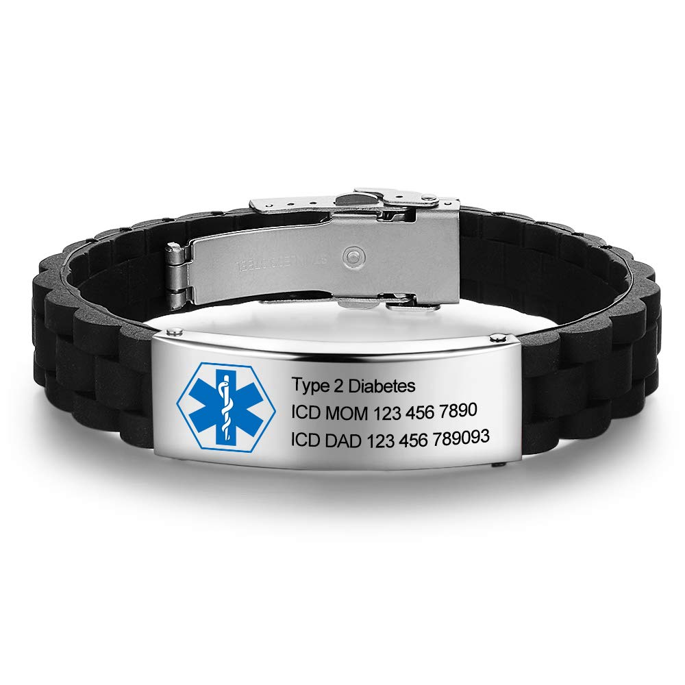 Custom Engraved Stainless Steel Medical Alert Bracelets - Personalized Name ID Bracelet for Men & Women - Ideal for Allergies, Diabetes & Emergency Medical Identification