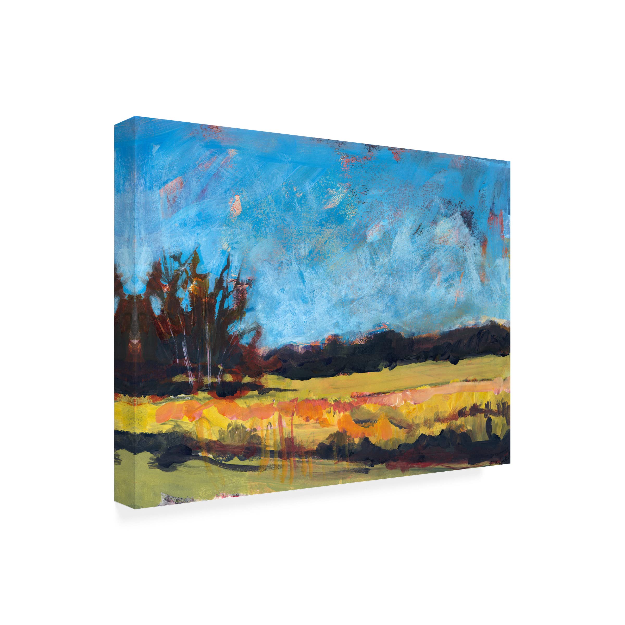 Trademark Fine Art 'On The Road' Canvas Wall Art by Linda Nickell - Stunning Landscape Painting for Living Room, Bedroom & Office Decor