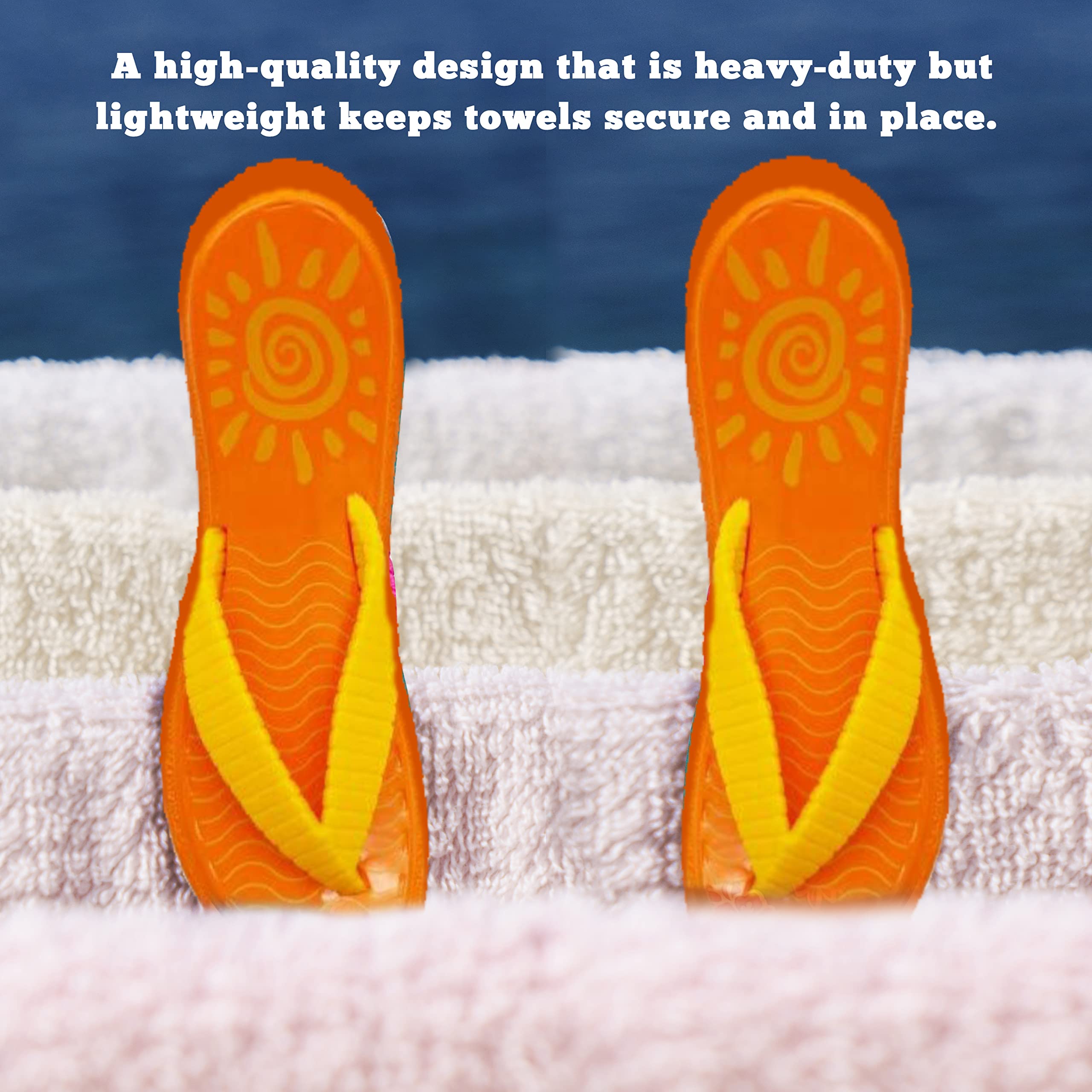 PERFORMORE 2-Pack Beach Towel Clips - Secure & Portable Towel Holder for Beach Chairs, Deck, Patio, Pool, Boat & Cruise - Lounge Chair Accessories (Orange) - Perfect for Travel, Vacation & Outdoor Relaxation