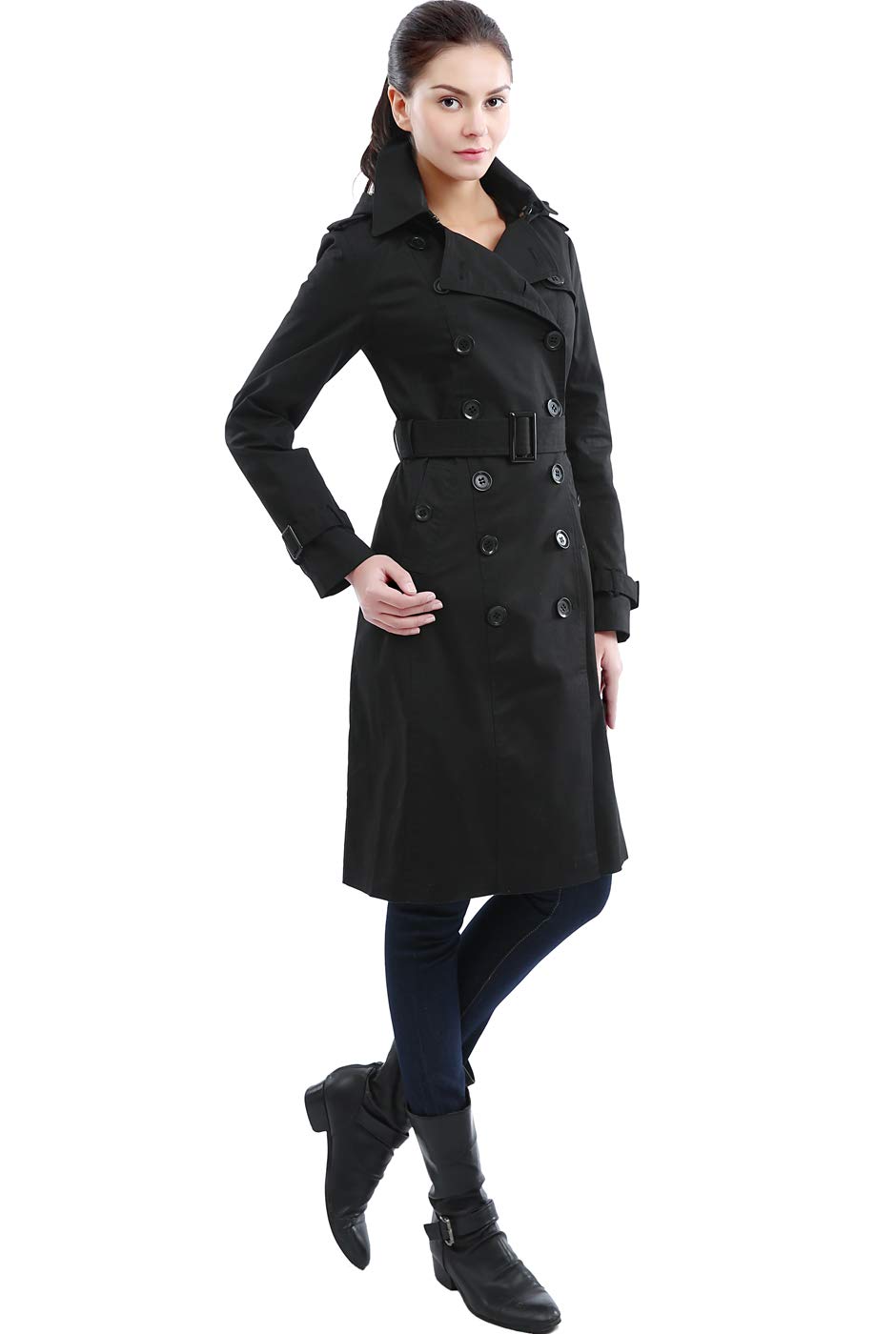 BGSD Women's Waterproof Classic Hooded Long Trench Coat - Stylish Raincoat for Outdoor Activities, Commuting & Travel
