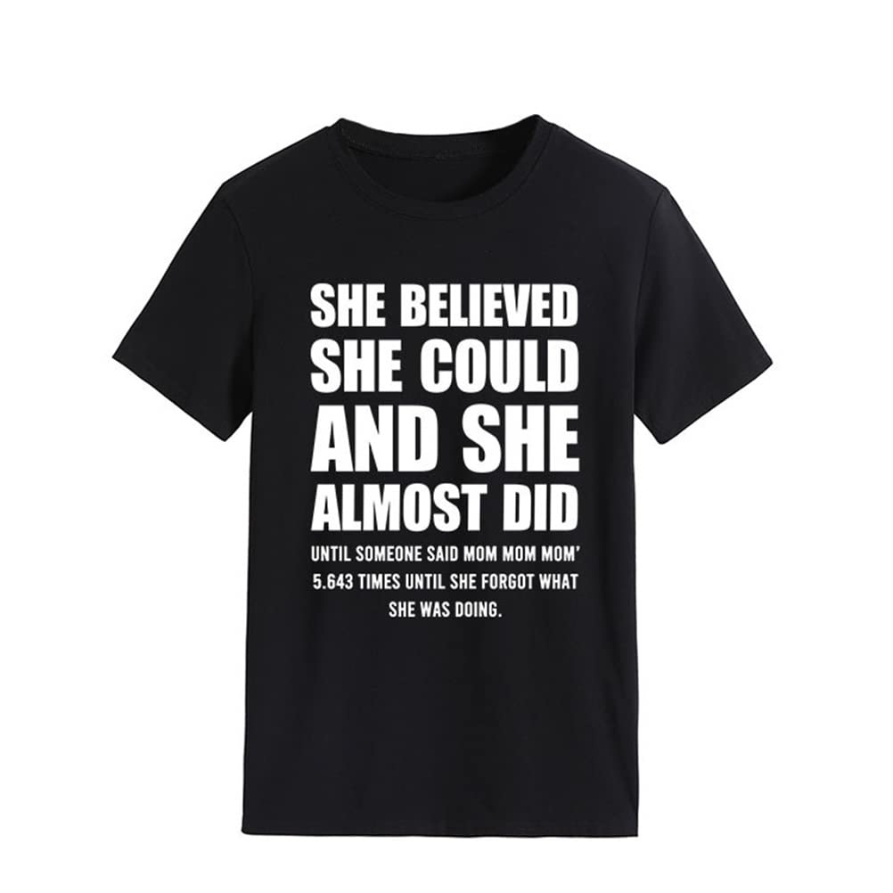 Women's Funny Letter Printed Short Sleeve Cotton T-Shirt - Casual Summer Cute Tee Top for Everyday Wear, Outings & Gifts