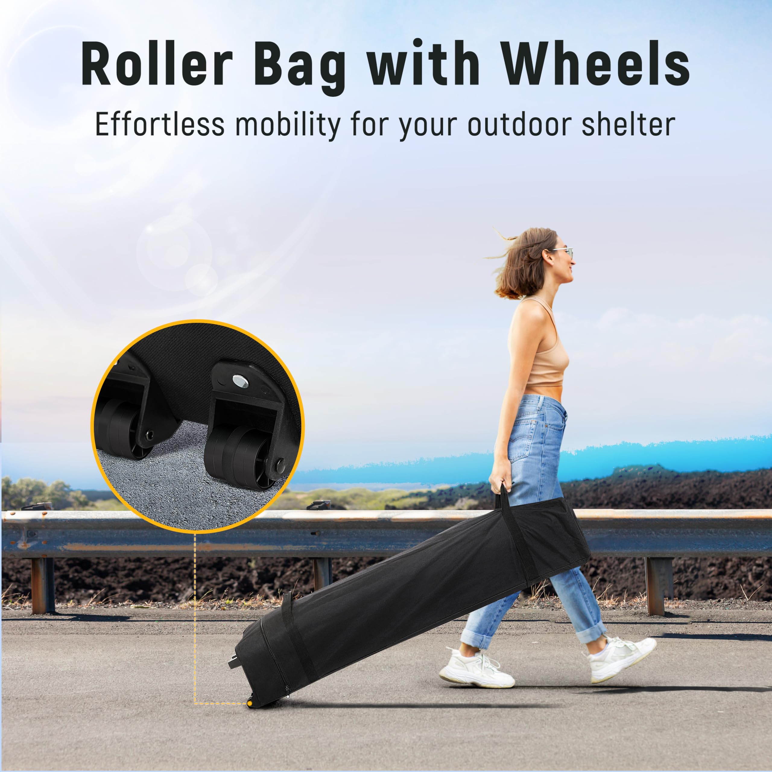 10x10 Pop Up Canopy Tent - Easy 1-Person Setup with Roller Bag, 3 Adjustable Heights, 4 Sandbags & 8 Stakes - Waterproof & UPF50+ Sun Protection - Perfect for Outdoor Parties, Beach Events, Camping & Backyard Gatherings