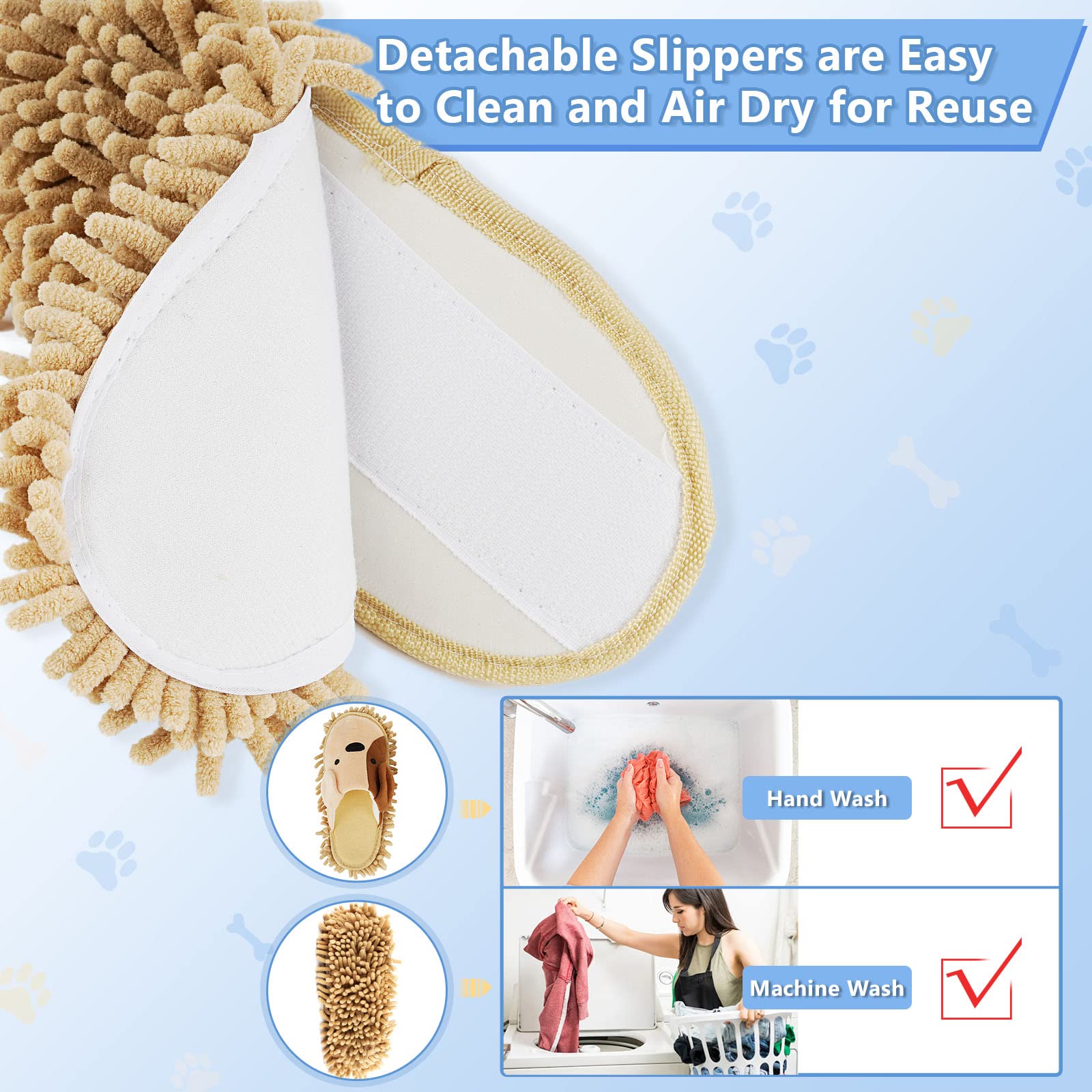 Chenille Fiber Floor Cleaning Mop Slippers - Detachable Shoe Covers for Easy Mopping - Indoor Cleaning Dusters for Men & Women - Perfect for Hardwood, Tile & Laminate Floors