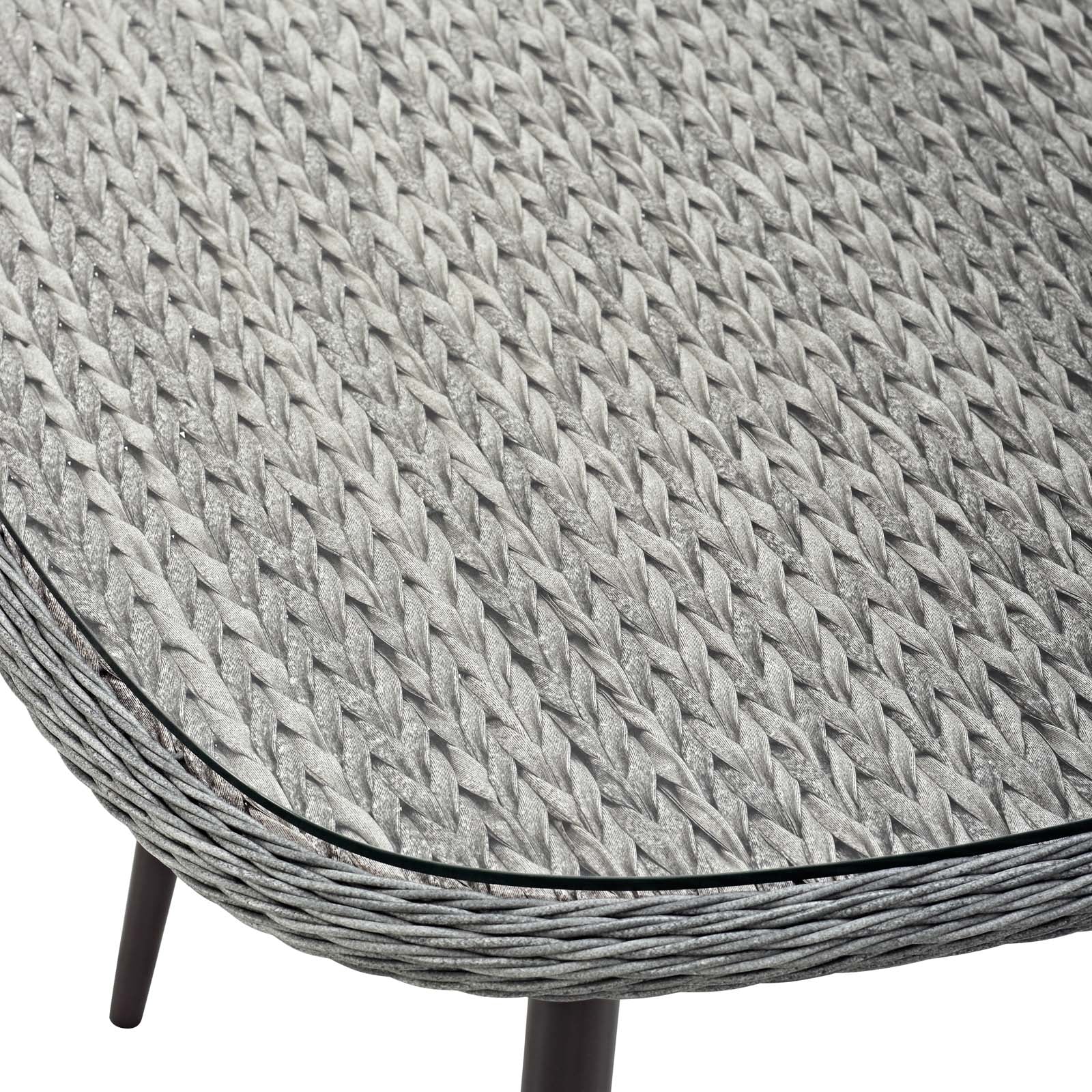 Endeavor 36 Inch Outdoor Patio Wicker Rattan Dining Table - Weather-Resistant Round Table for Garden, Poolside & Backyard Dining