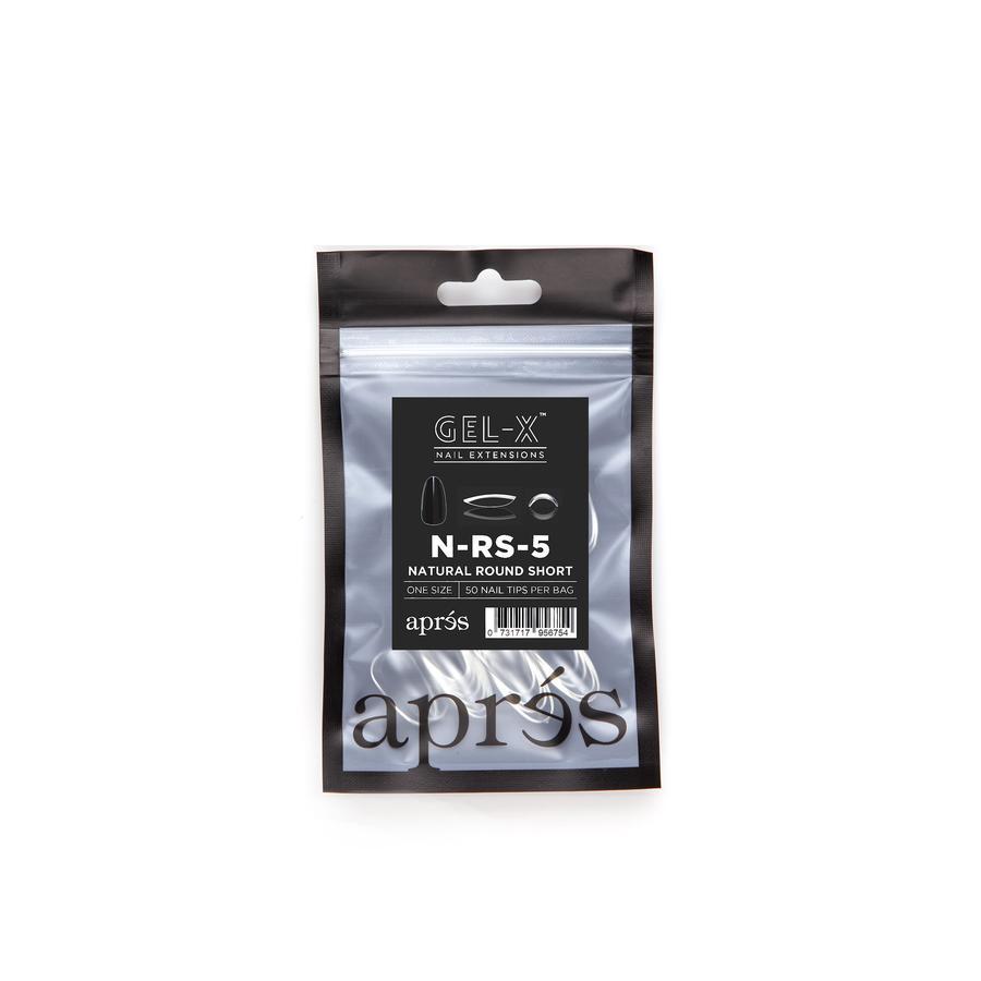 Apres Gel X Refill Bags - Natural Round Short Size 5 (50 Pcs) - Perfect for DIY Nail Extensions & Salon Professionals