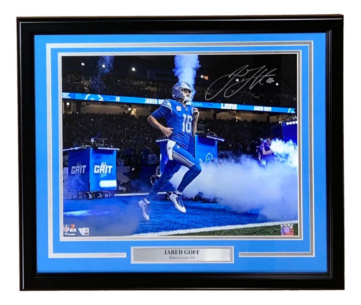 Jared Goff Autographed Framed 16x20 Detroit Lions Photo - Limited Edition Collectible for Football Fans | Perfect for Man Cave, Sports Memorabilia Room or Gift for Lions Supporters