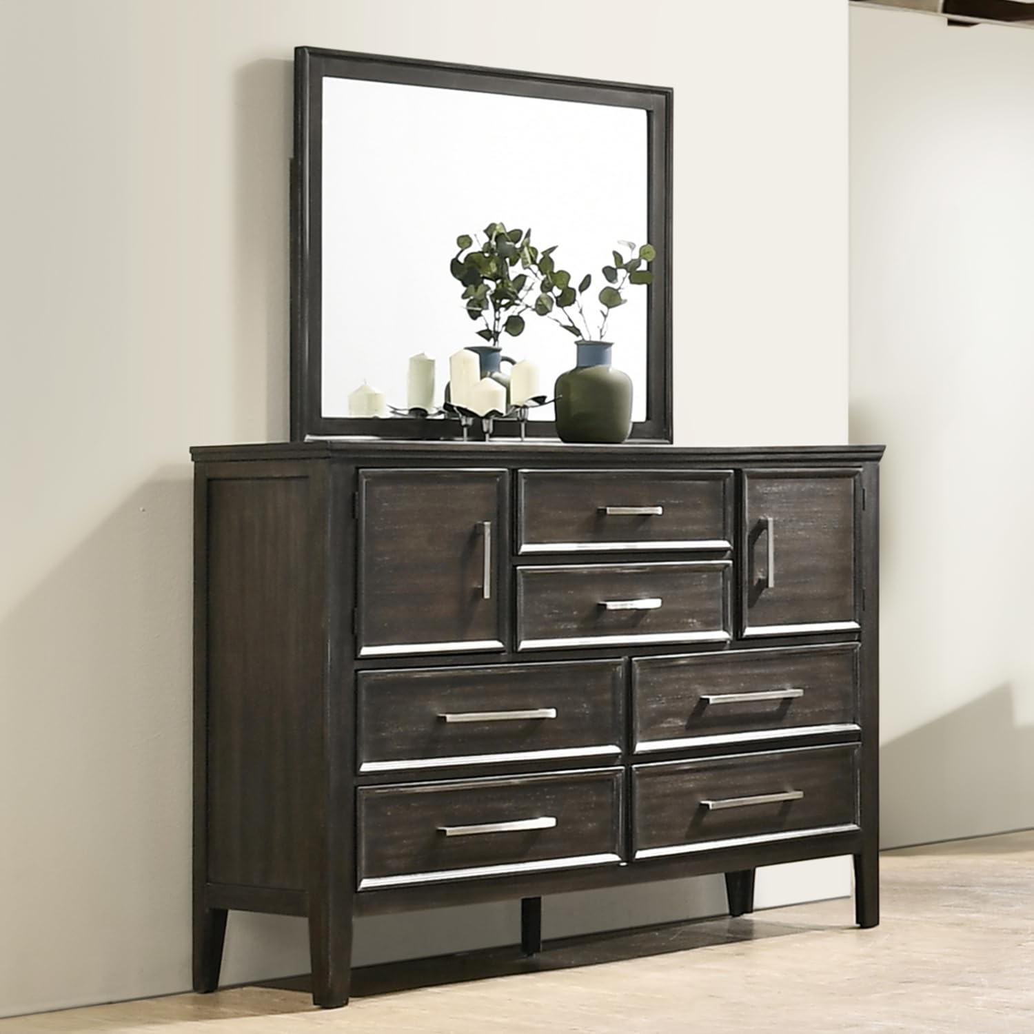 New Classic Furniture Andover Solid Wood 6-Drawer Dresser in Nutmeg Finish - Perfect for Bedroom Storage & Organization