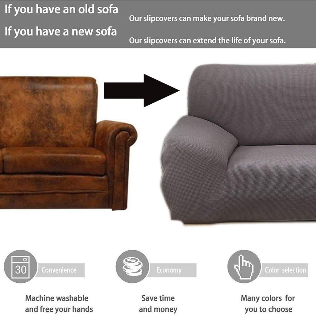 Waterproof & Dirt-Resistant L-Shaped Sectional Sofa Cover - 2PCS Stretch Chaise Slipcover for Left/Right L-Shaped Couches - Protects Against Spills, Pet Hair & Stains (Silver Grey) - Perfect for Homes with Kids, Pets or Frequent Entertaining