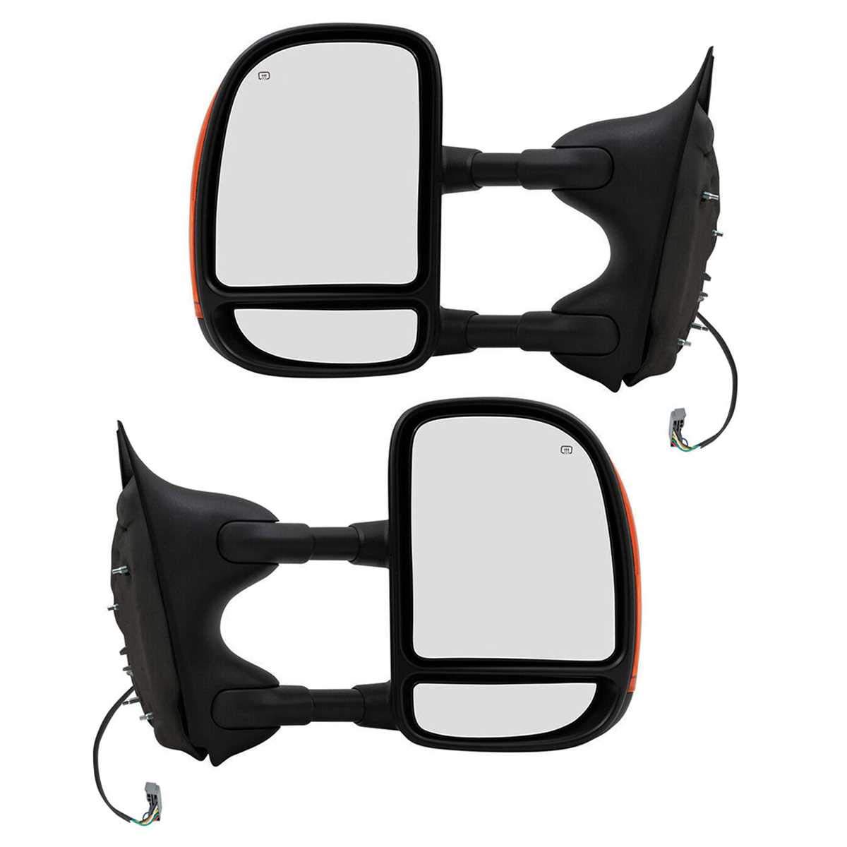 2003-2007 Car Power Heated Tow Signal Side Mirror Pair - Replacement Side View Mirrors with Turn Signal & Defrost for Ford F150, F250, F350 Trucks - Perfect for Winter Driving & Towing Safety