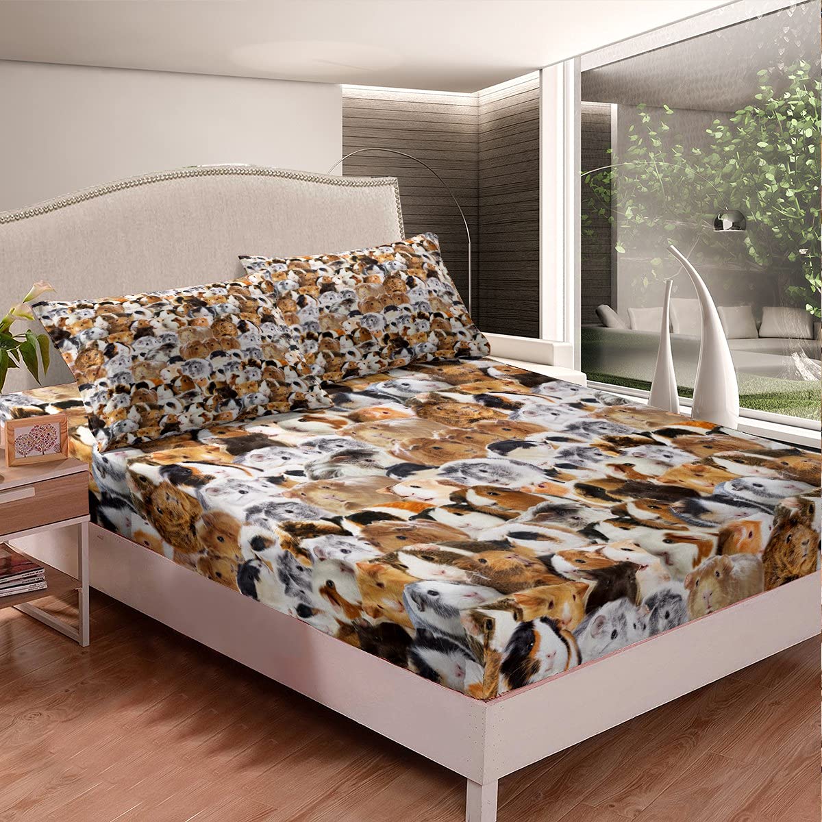 Soft & Cozy Guinea Pig Twin Sheet Set for Kids - Cute Kawaii Bedding for Boys & Girls | Microfiber Lightweight Bed Set with Pillowcase | Perfect for Children's Bedroom Decor & Pet Lovers