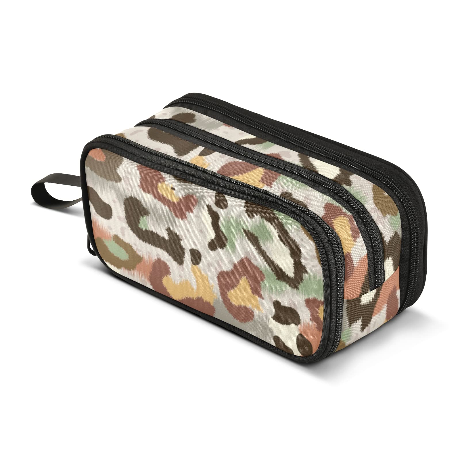 Camouflage Leopard Print Pencil Case with Multiple Compartments - Large Capacity School & Office Stationery Organizer for Pens, Markers, Art Supplies - Perfect for Students, Teachers & Professionals