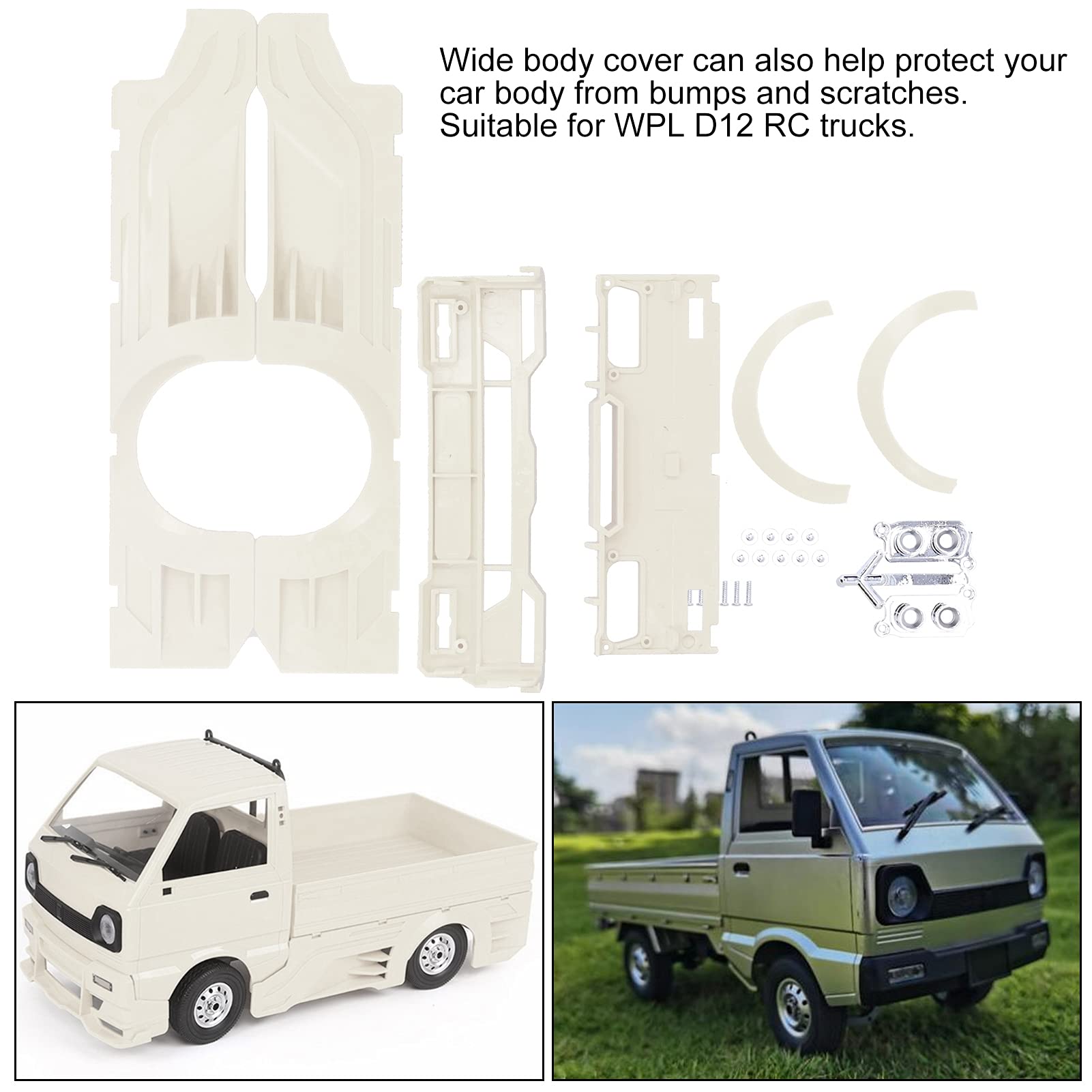 VGEBY RC Wide Body Kit for D12 Truck - White Exhaust Cover & Decoration Set | Off-Road Racing Accessories