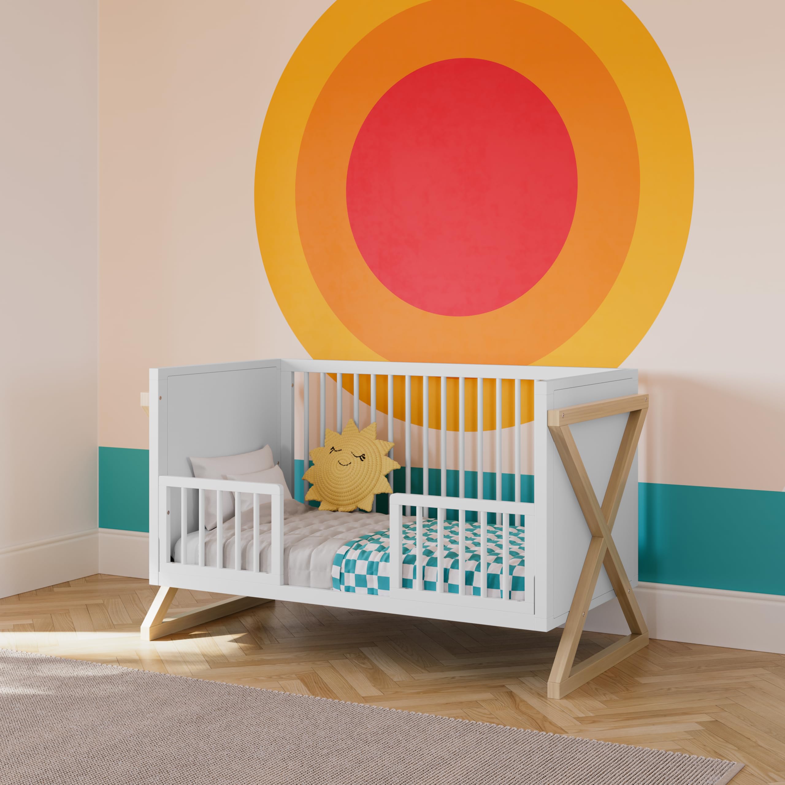 Storkcraft Equinox 3-in-1 Convertible Crib (Driftwood) - Converts to Toddler Bed & Daybed, 3-Position Adjustable Mattress Support, Modern Two-Tone Nursery Crib for Baby & Kids Bedroom | Safe & Stylish Infant Sleep Solution for Modern Homes